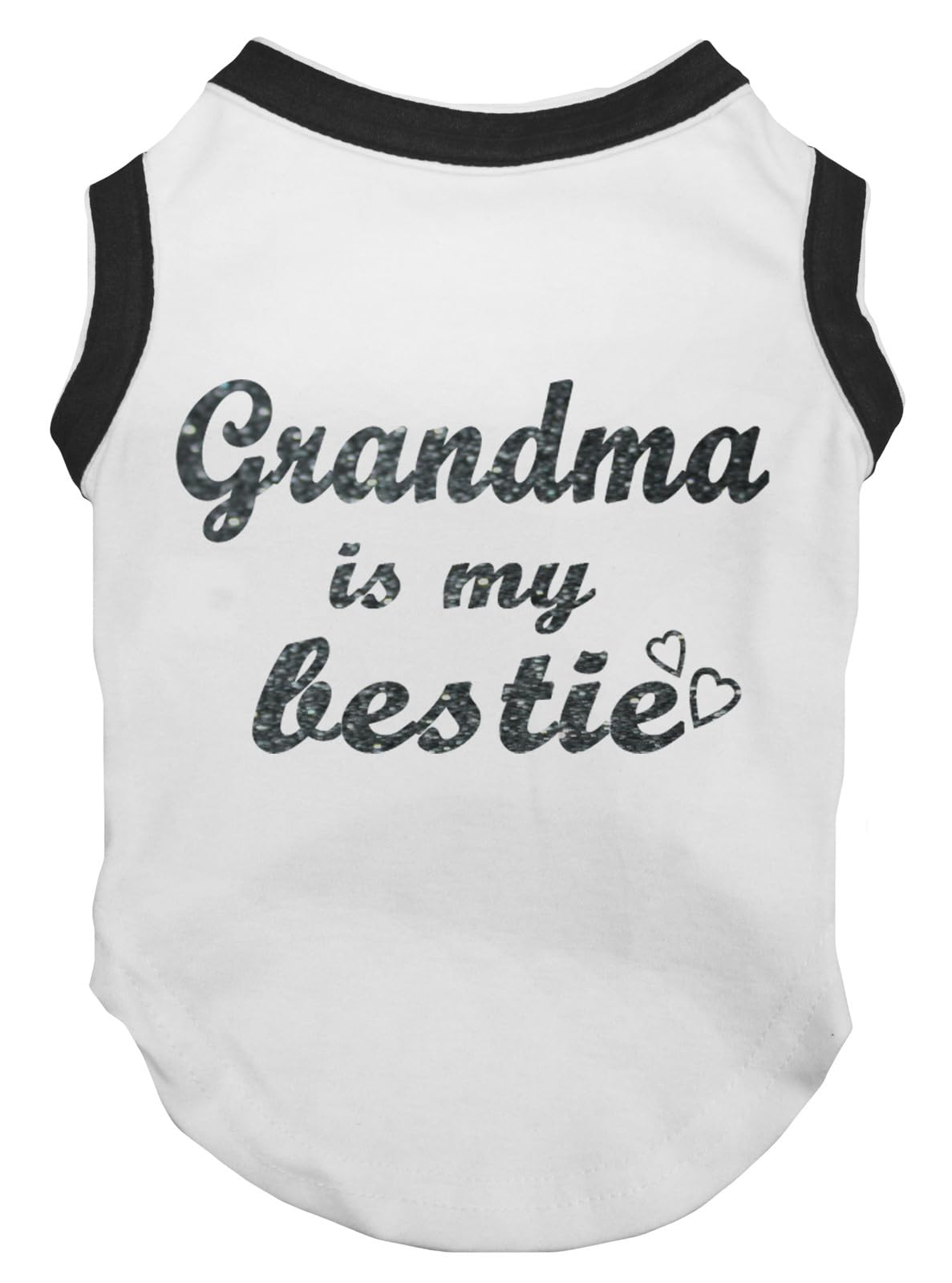 Petitebella Grandma Is My Bestie Puppy Dog Shirt (White/Black, Medium)