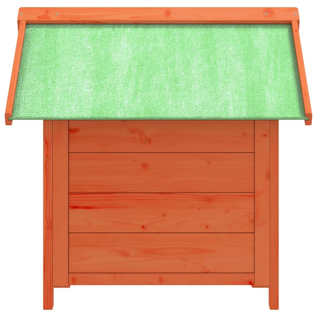 vidaXL Dog Kennel Outdoor Pet House Cage with Water-Resistant Roof, Solid Pine Wood, 25.6"x25.6"x24.2", Brown/Green