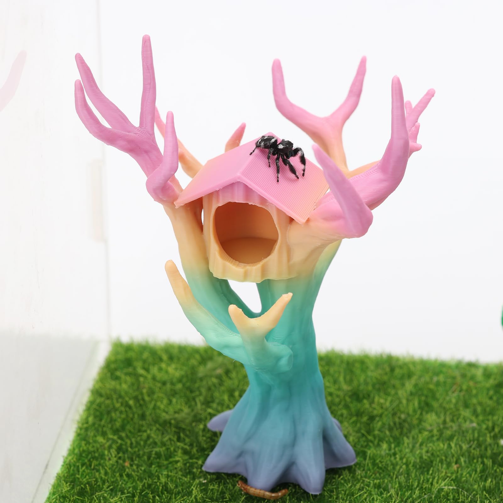 Daerky Jumping Spider Tree, Spider Hiding Cave, Tree-Shaped Climbing Toy & Cave, 3D Printed Decorative Accessory for Jumping Spi