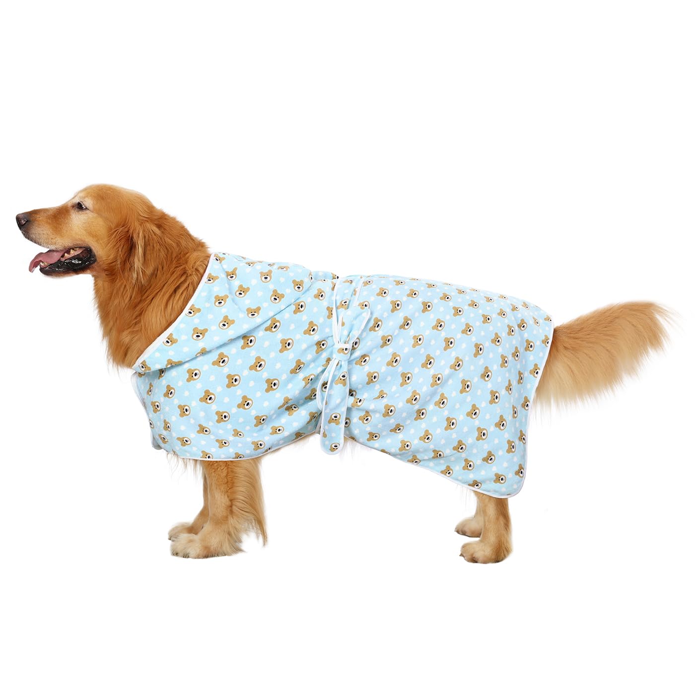 Hde Dog Bathrobe Super Absorbent Quick Drying Towel With Hood For All Dog Breeds Sizes S-Xxl - Teddy Bears - L