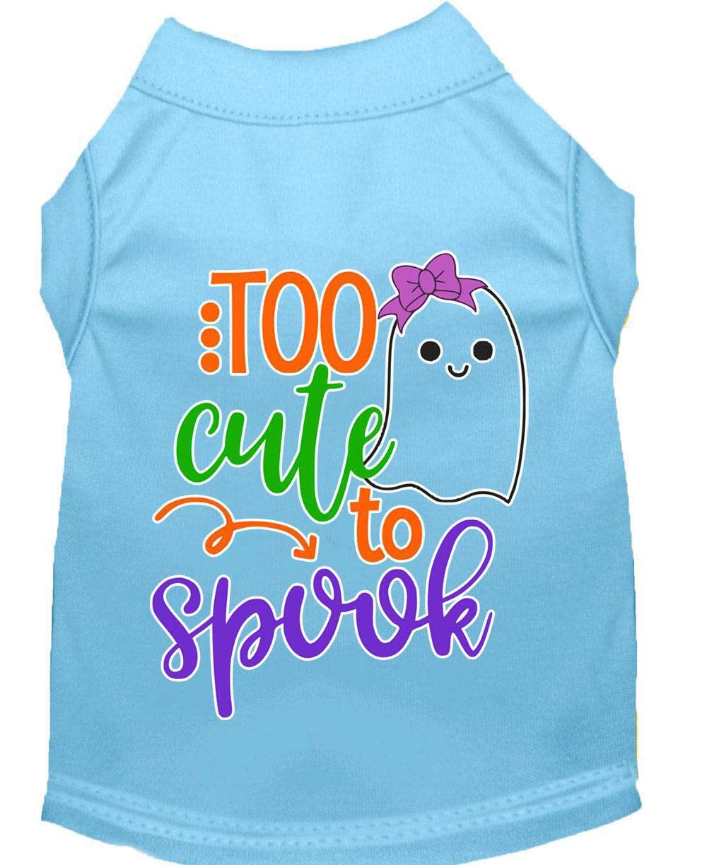 Halloween Pet Dog & Cat Shirt Screen Printed, "Too Cute To Spook - Girly Ghost" Red MD (6-10 lbs.)