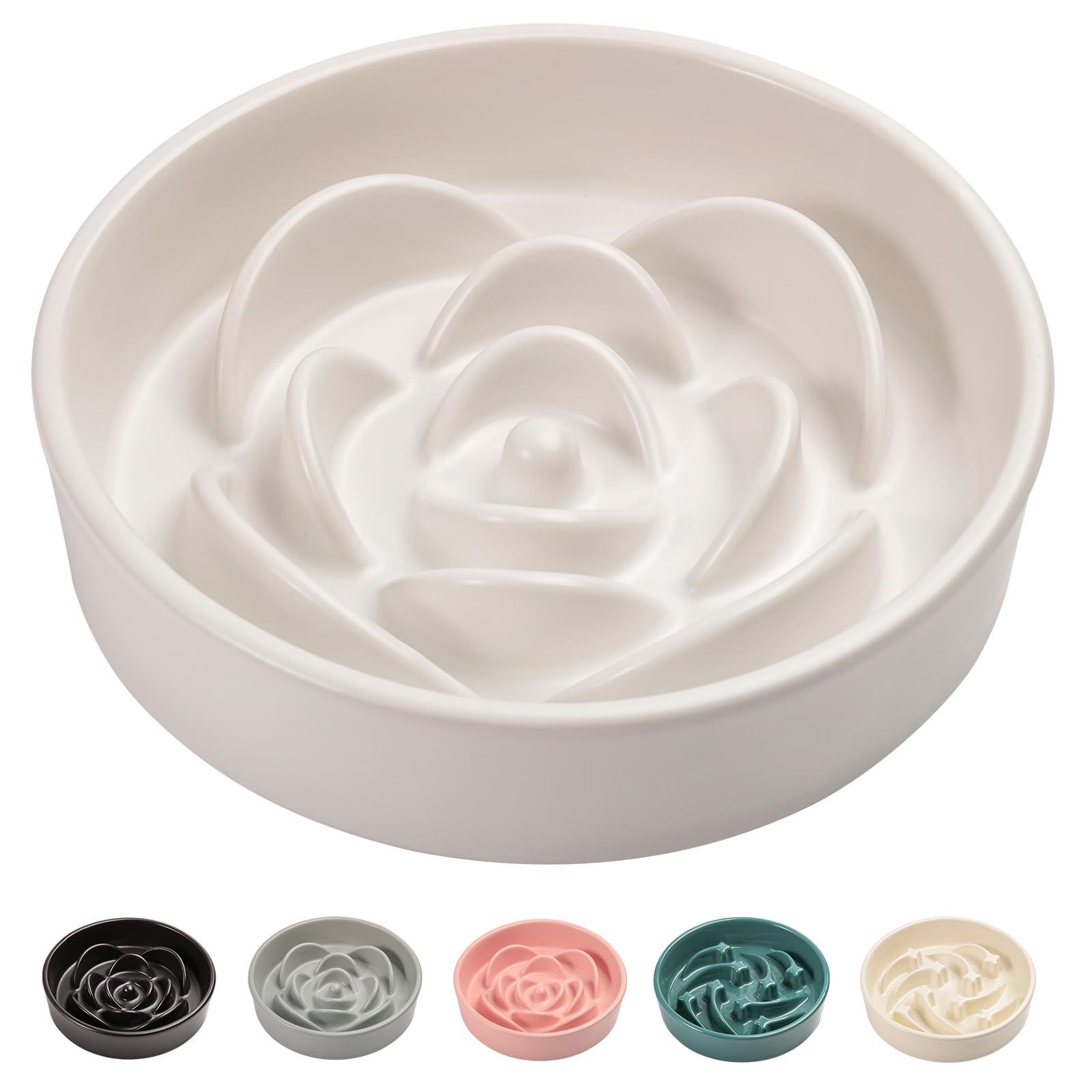 8.26 in White Ceramic Slow Feeder Dog Bowl for Medium and Large Breed,Pet Feeding Dog Food Water Dish Heavy Wighted,Puppy Bowl f