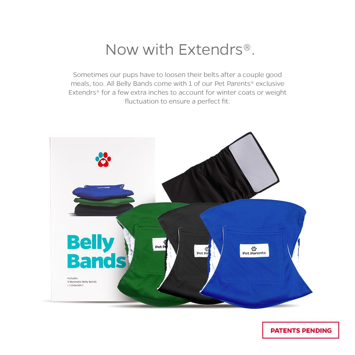 Pet Parents Premium Washable Belly Bands for Male Dogs & Extendrs, (3pack) of Male Dog Diapers & Male Dog Belly Bands, Color: Ge