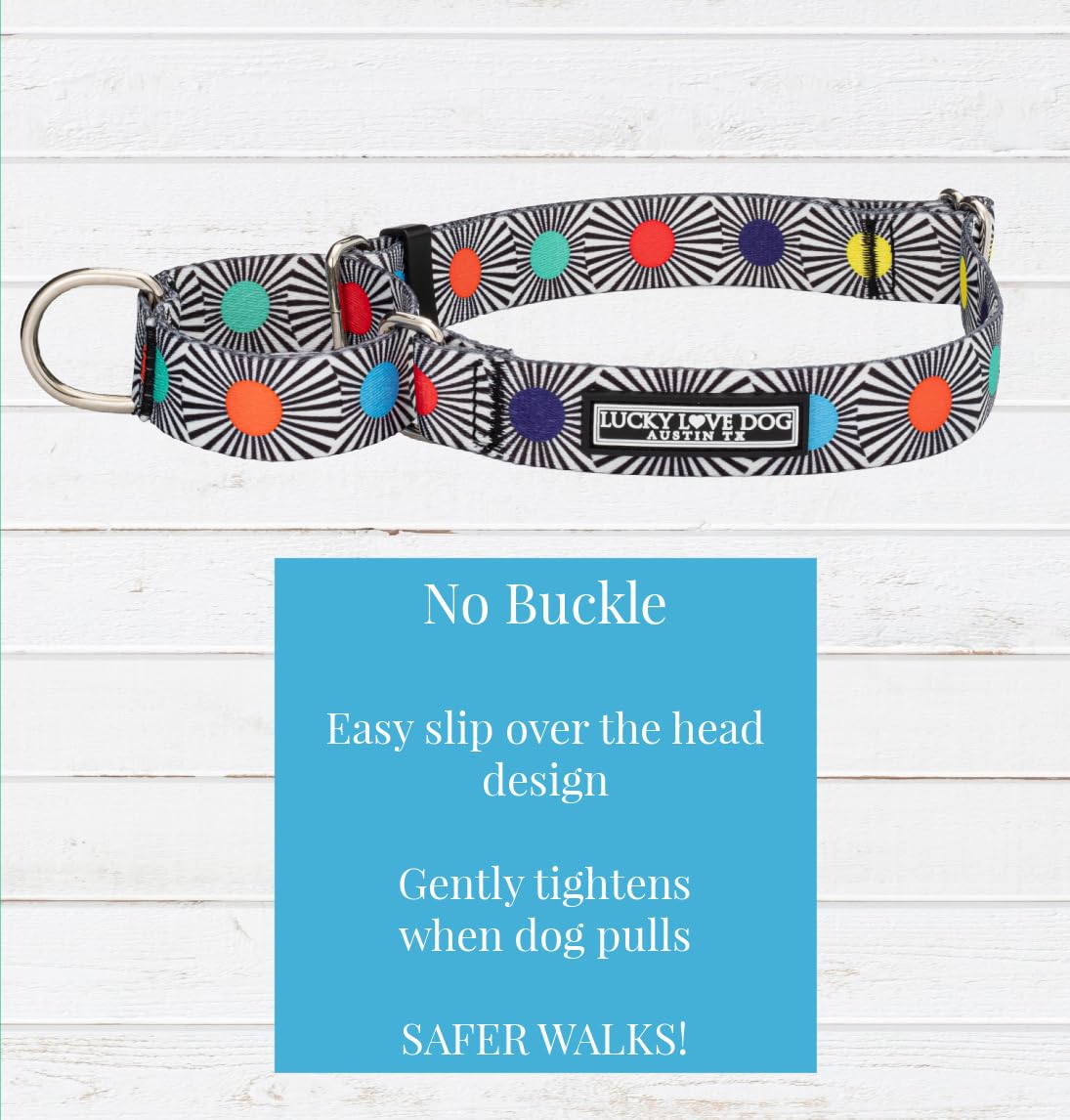 Lucky Love Dog, Adjustable Fun Style Martingale Collar For Dogs, Comfy & Bright Color, Premium No Slip Dog Collar - (Small, Soco