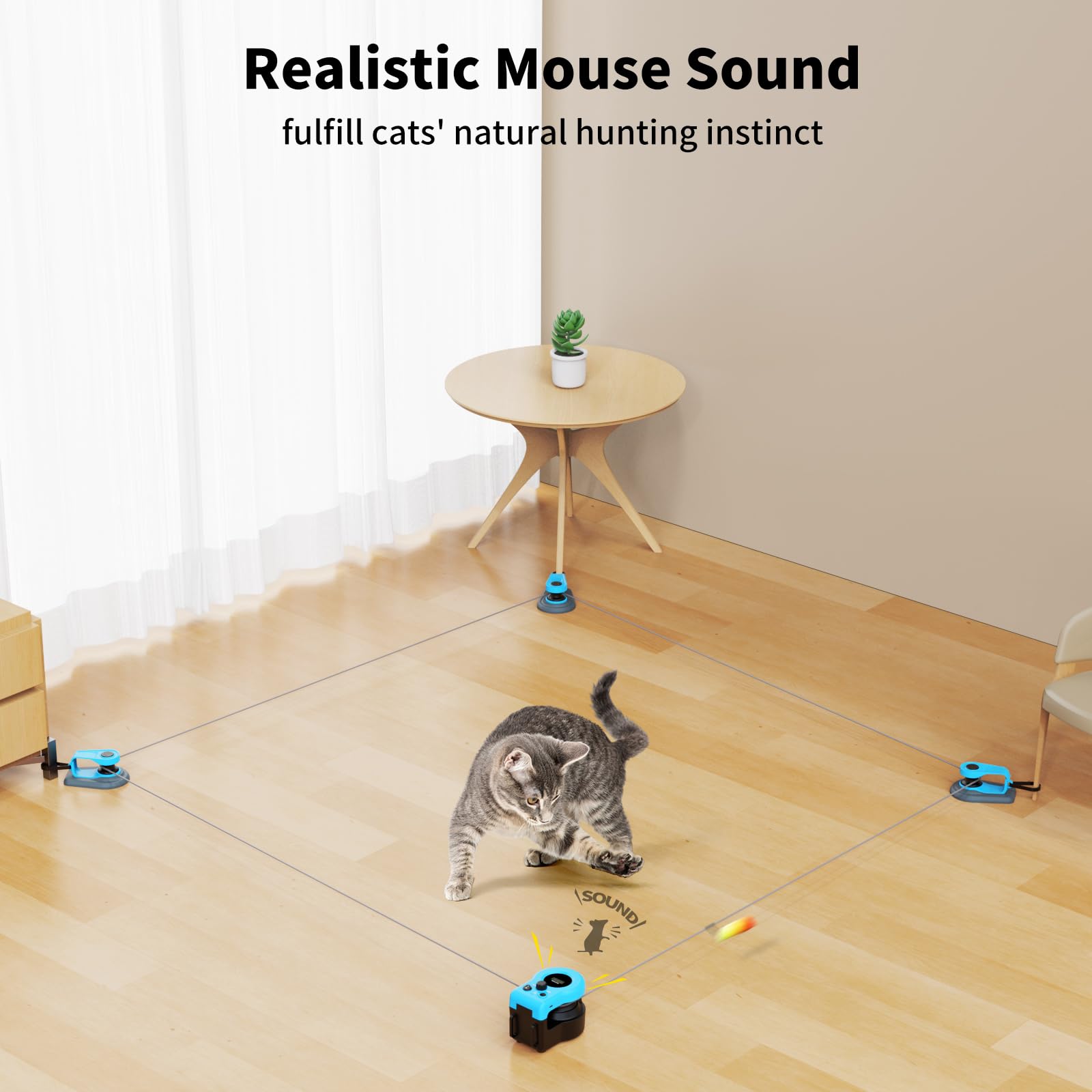 Asfrost Upgraded Interactive Cat Toy For Indoor Cats, Auto/Manual Control Diy Cat Feather Mouse Toy Treadmill For Bored Kitten P