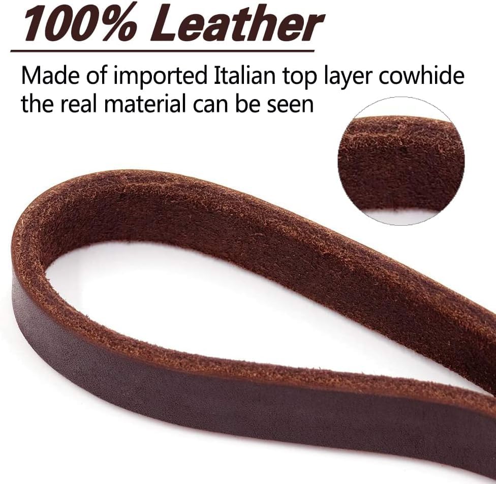 Lwbmg Leather Dog Leash - 8Ft X 1/2 Inch, Heavy Duty, Braided, Comfortable For Medium Large Dogs - Brown