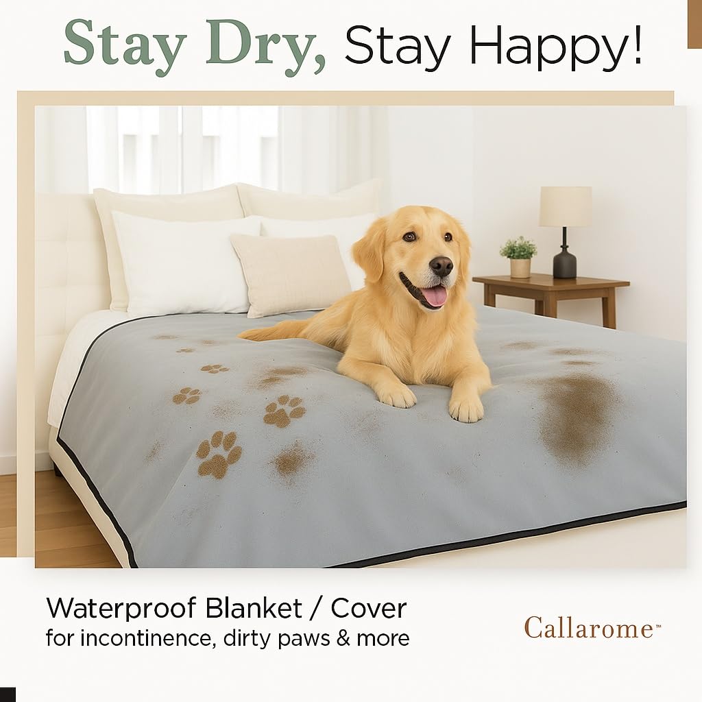 Waterproof Blanket - Multipurpose Blanket for Dogs, Pets or Kids - Soft Reversible Furniture Protector for Bed, Couch, or Dog Cr