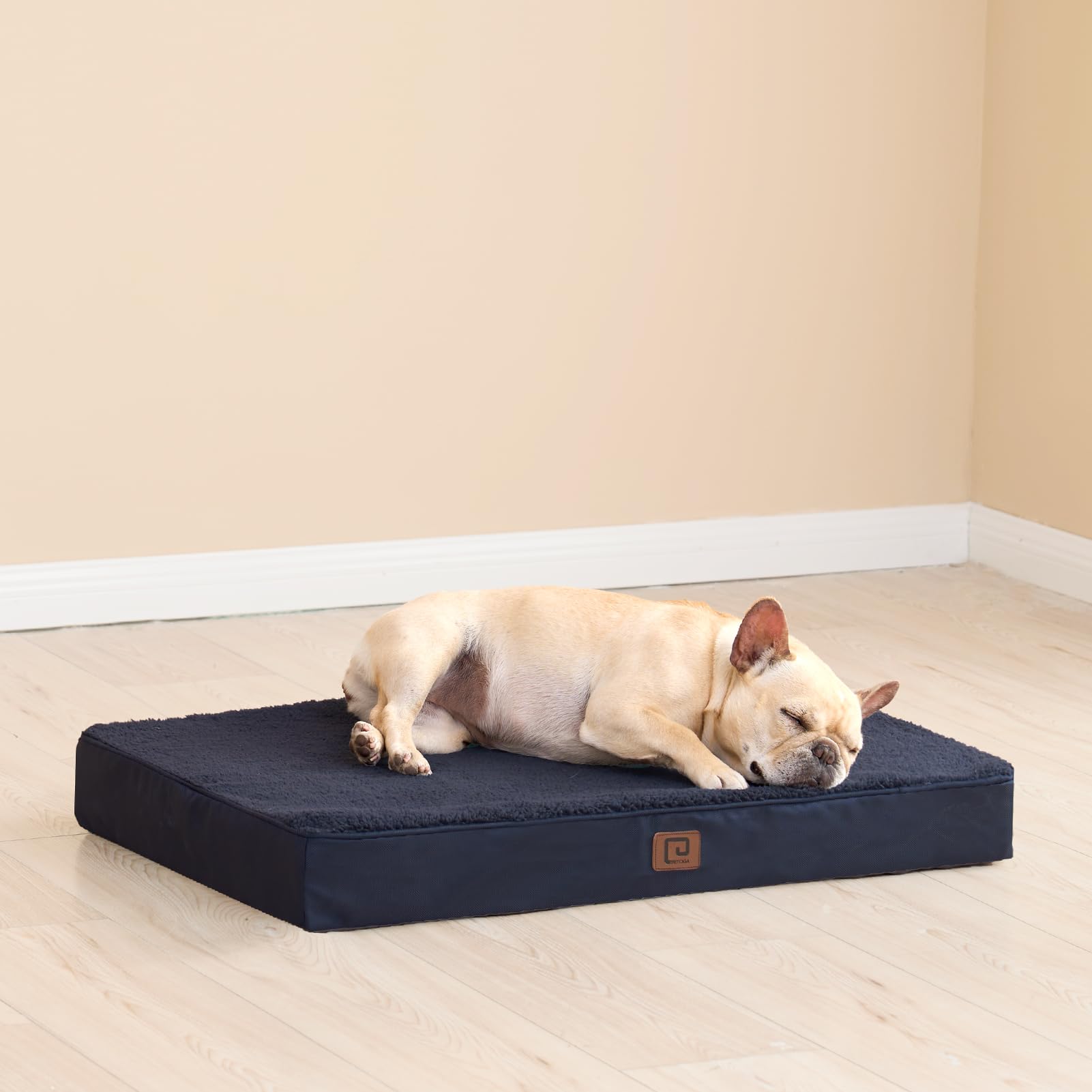 Eheyciga Orthopedic Medium Dog Beds For Small Dogs With Removable Washable Cover For Crate, Navy, 30X20