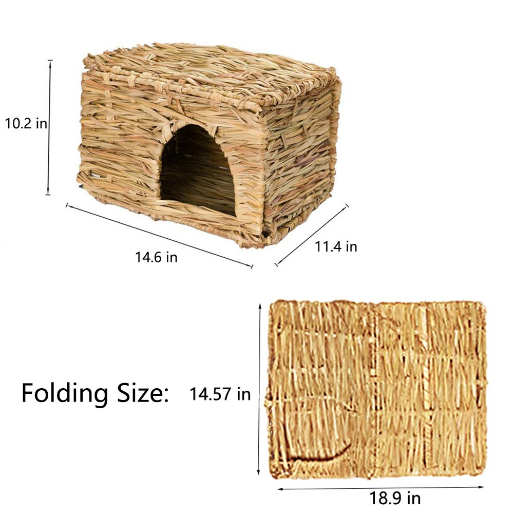 Tfwadmx Rabbit Grass House - Extra Large Natural Seagrass Bed for Bunny, Hamster, Guinea Pig, Chinchilla, Ferret - Beige (14.6 x 11.4