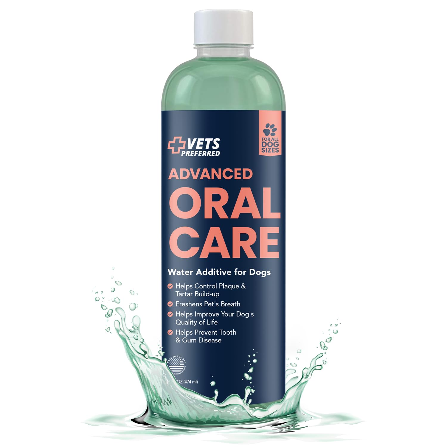 Vets Preferred Oral Care Water Additive for Dogs - Healthy Mouth Dog Breath Freshener Mouthwash - Fights Bad Breath, Removes Pla