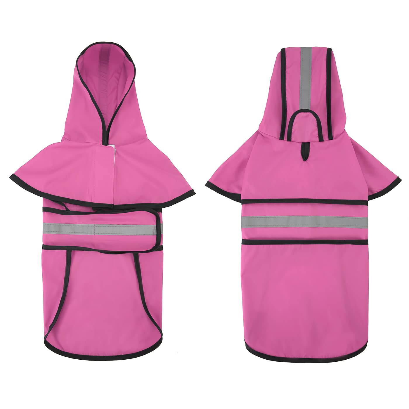 Hde Dog Raincoat Hooded Slicker Poncho For Small To X-Large Dogs And Puppies Pink - Xl