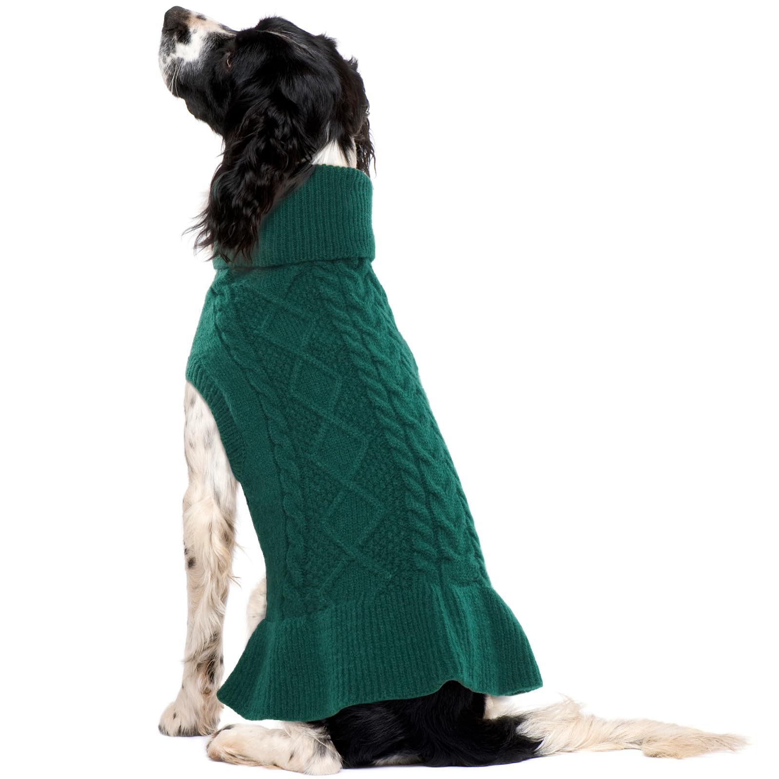 Qbleev Dog Dress, Medium Puppy Sweaters - Warm, Soft Turtleneck Custom Holiday Sweaters For Dogs, Girls & Boys