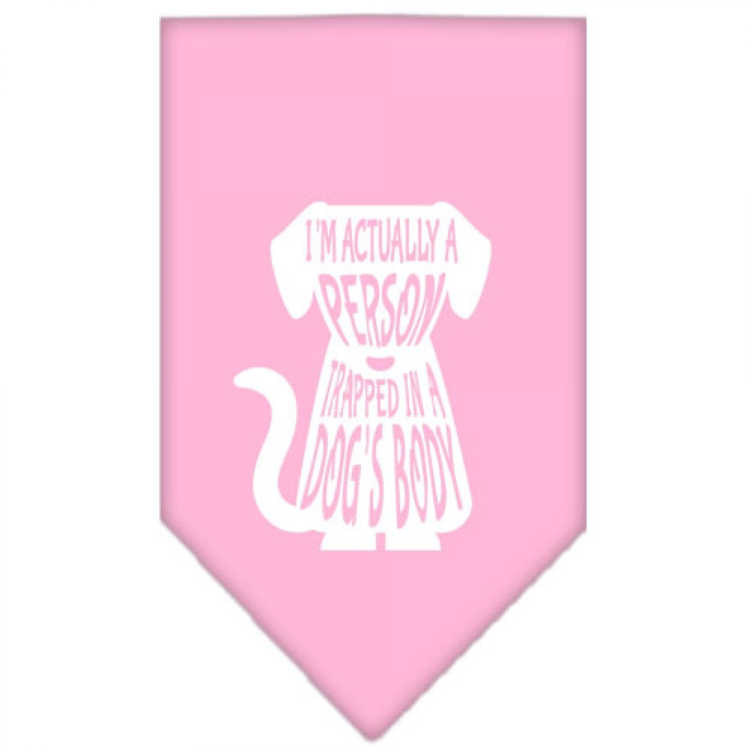 Pet and Dog Bandana Screen Printed, "Trapped In A Dog's Body" Light Pink Small