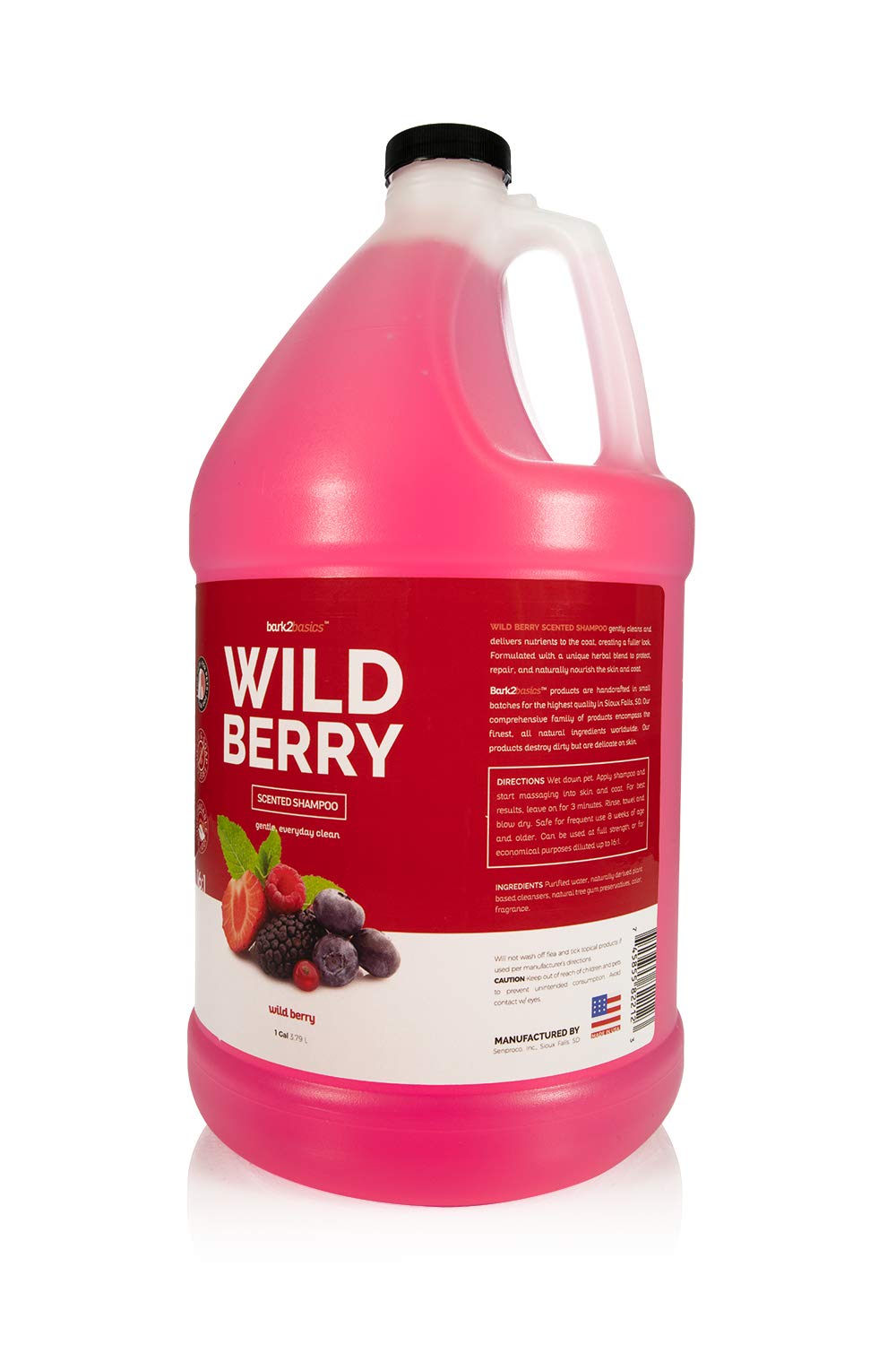 Bark 2 Basics Wild Berry Dog Shampoo, 1 Gallon  Unique Herbal Blend, Finest Natural Ingredients, Handcrafted, Soap-Free & Cruelt