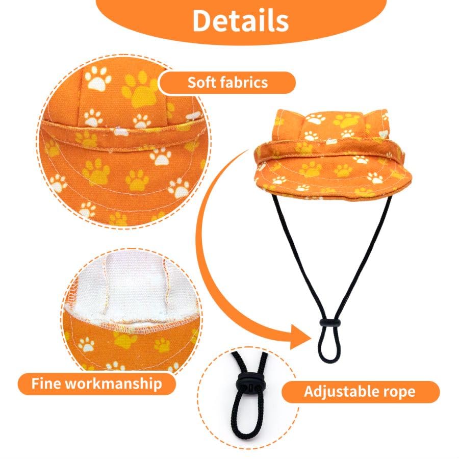 Pet Show Dog Baseball Cap Dog Paw Print Peaked Cap Pet Sun Hats With Ear Holes Sport Hat For Medium Large Doggies Adjustable Dra