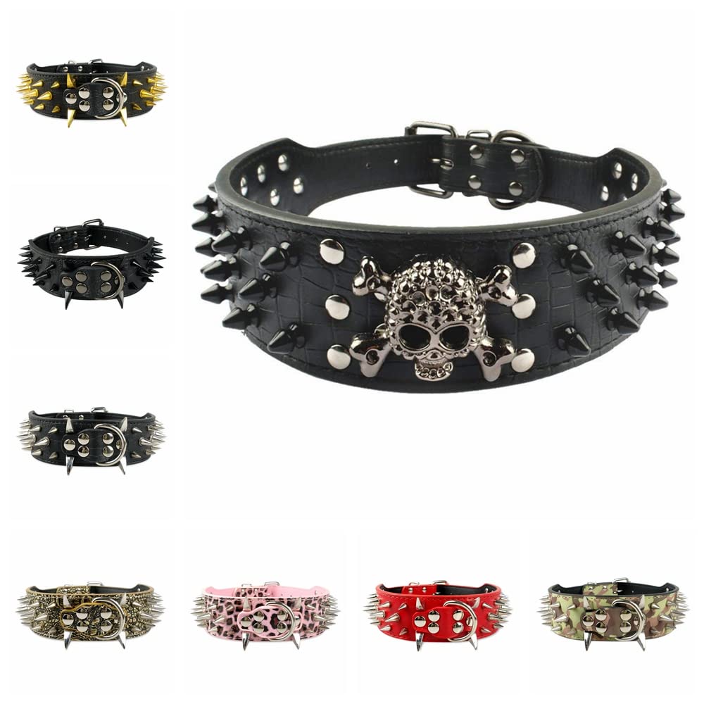 Serijoars Spiked Studded Dog Collar, Pu Leather Dog Collar, Adjustable Pet Collars For Medium Or Large Breed Pet (S, Pink5)