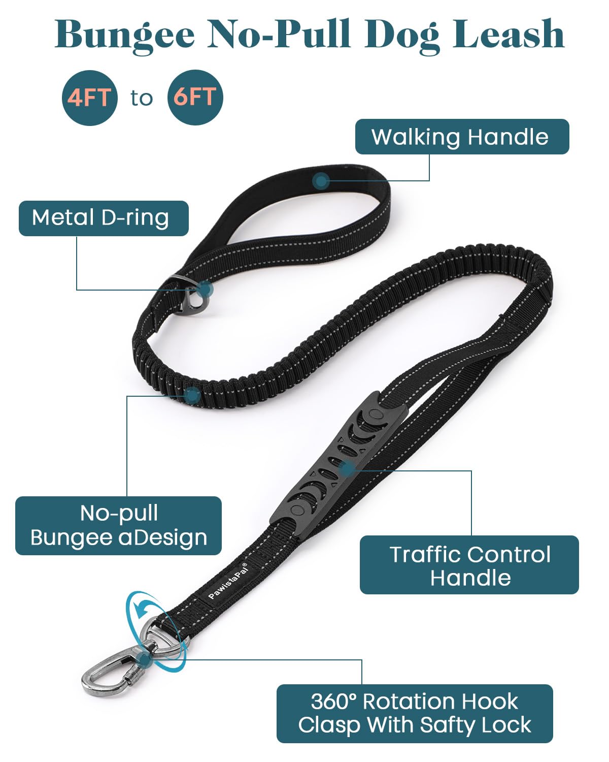 Reflective Service Dog In Training Vest Harness Leash Set For Extra Large Dogs, Adjustable Heavy Duty Black Padded Dog Harness,