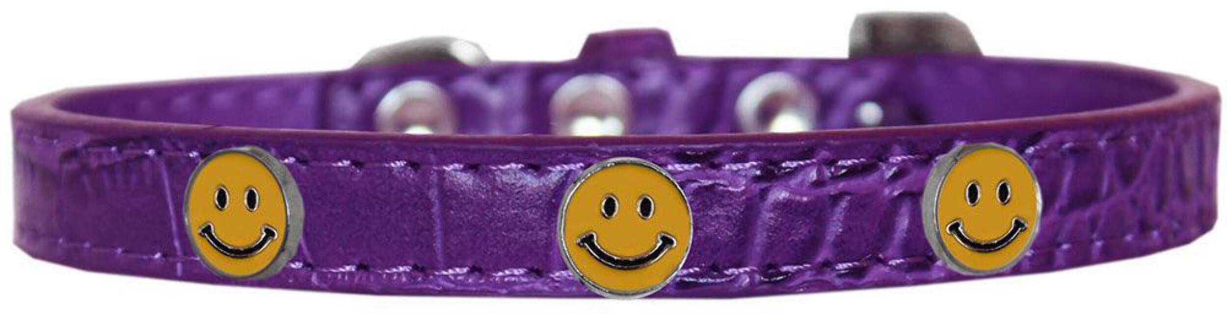 Mirage Pet Products Happy Face Widget Croc Dog Collar White Size 10