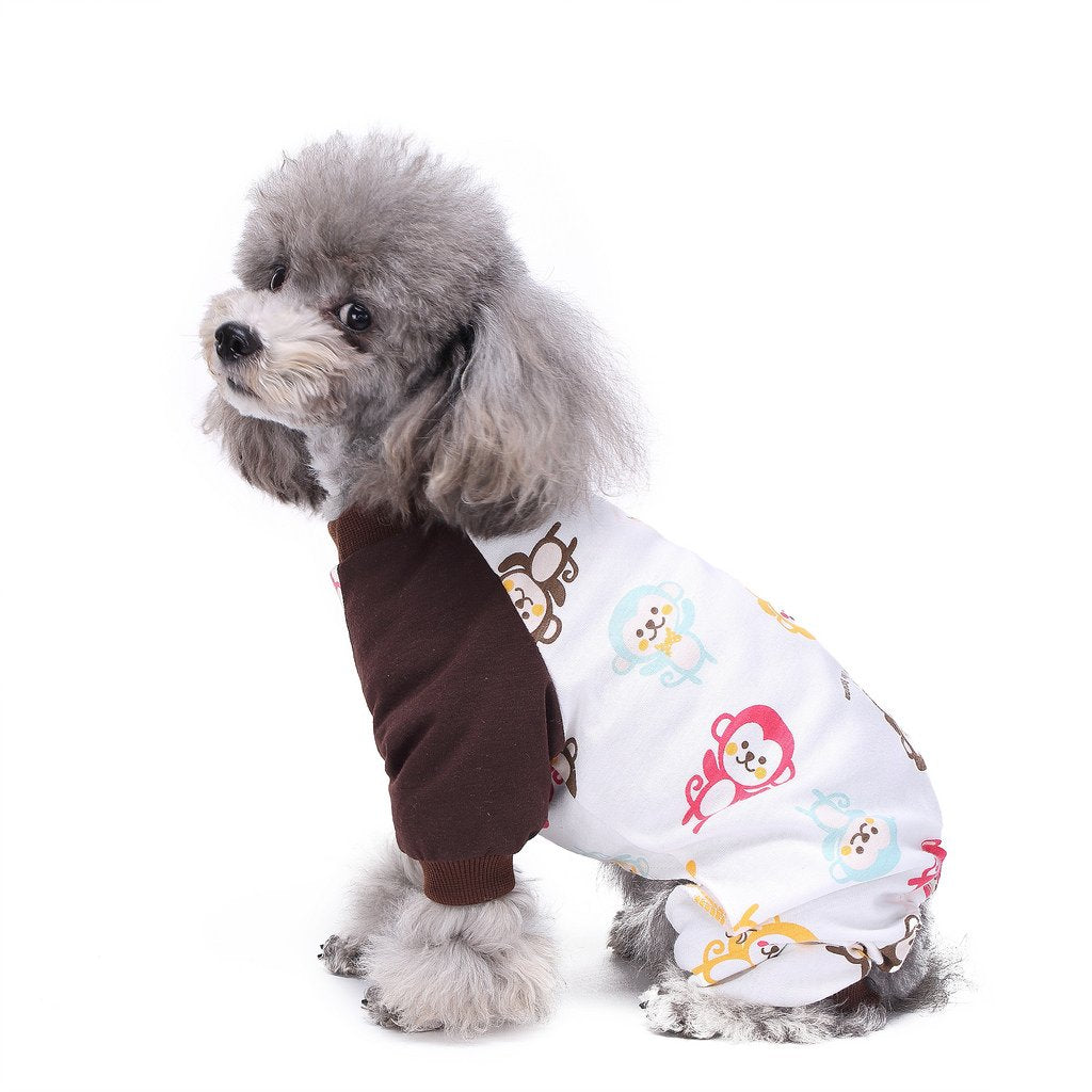 S-Lifeeling Dog Pajamas Costumes - Turtleneck Love Pattern Comfortable Puppy Jumpsuit Shirt - 100% Cotton Coat For Medium And Sm