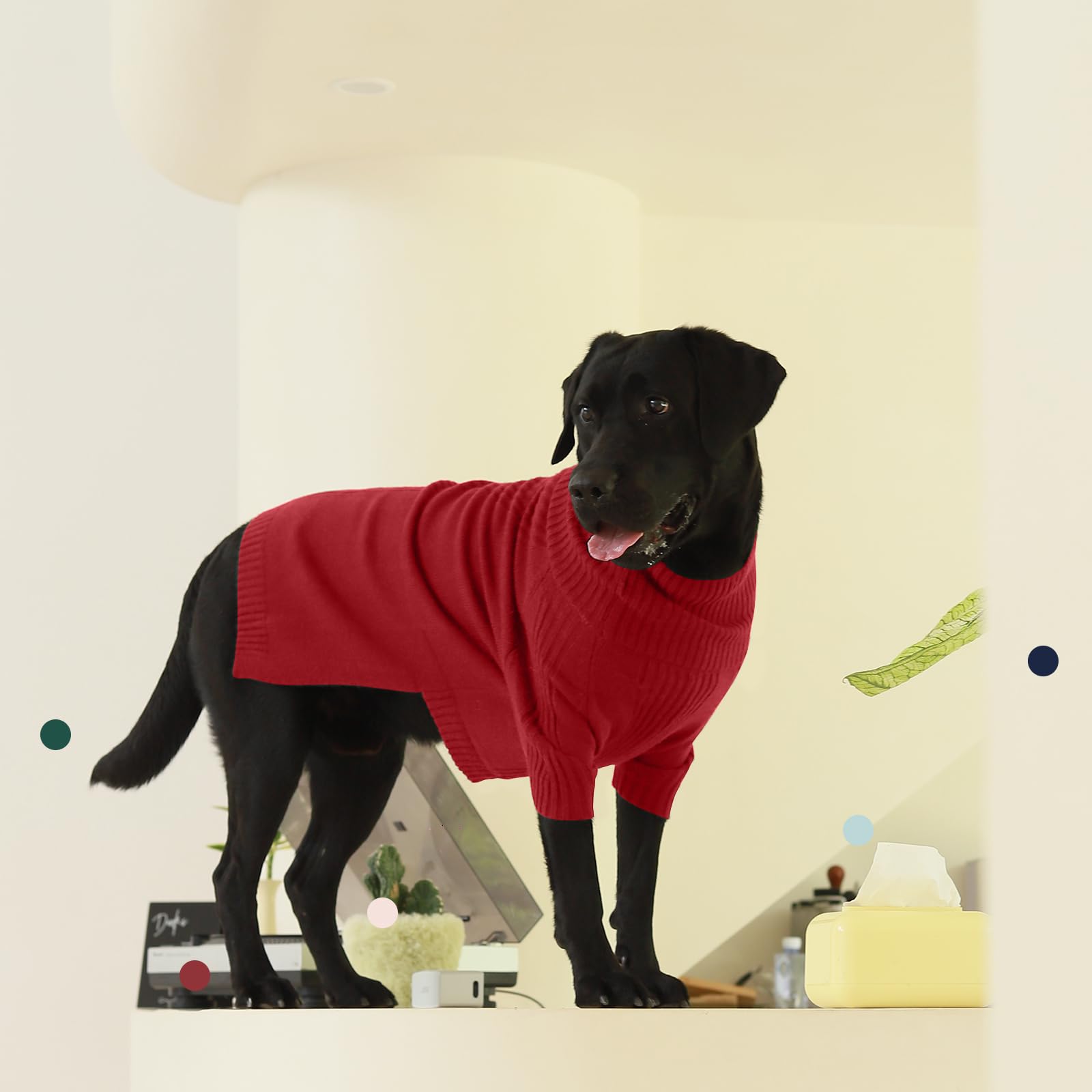 Iecoii Xxxl Dog Sweater,Christmas Dog Sweaters For Extra Large Dogs Girl Boy,Turtleneck Knitted Knitwear For Pet Dogs Wearing On Holiday Thanksgiving,Pullover Easy On Doggie Sweatshirt (Red,Xxxl)
