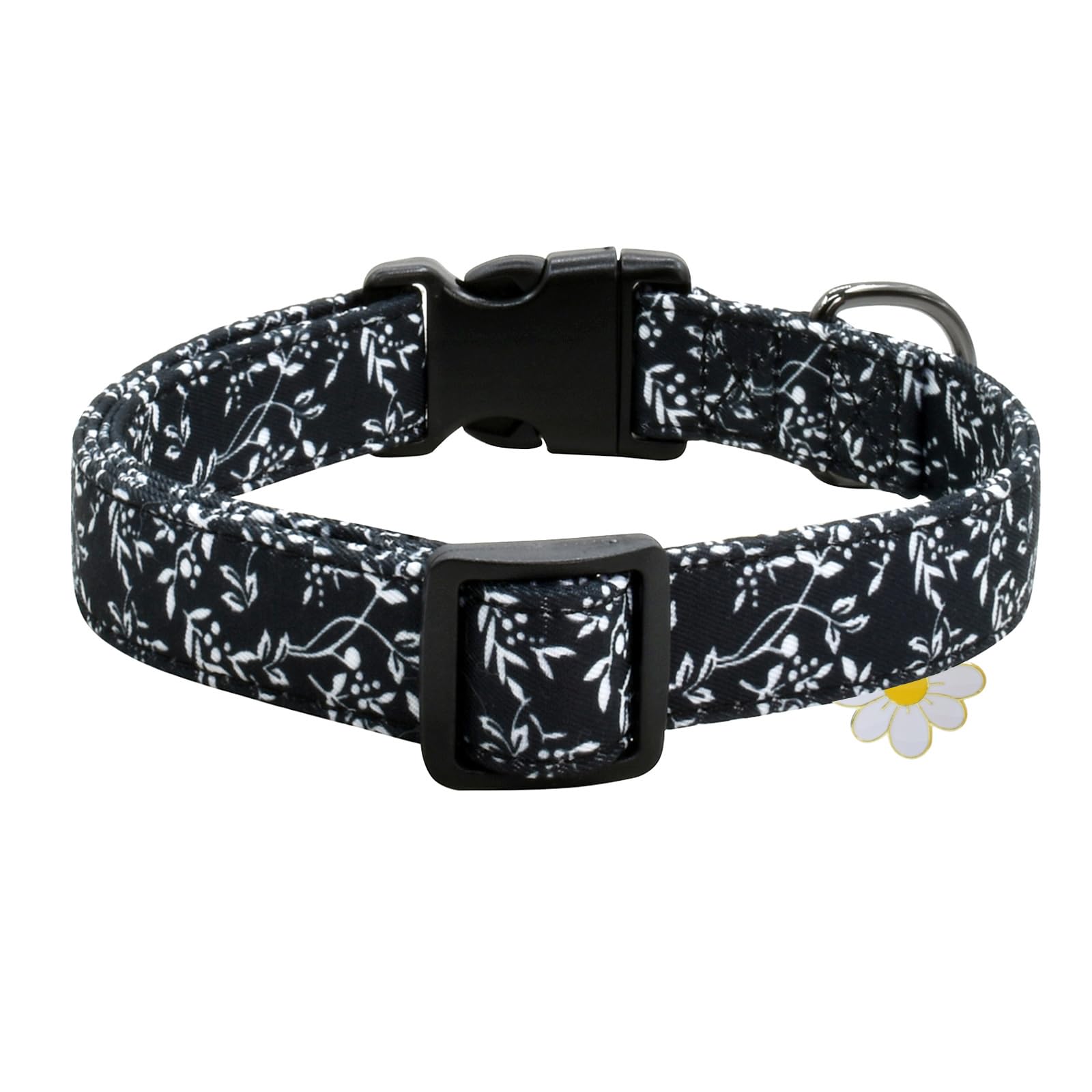 Flower Patterns Dog Collar With Accessories, Soft Cotton Dog Collars For Small Medium Large Female And Male Dogs(White Flower S)
