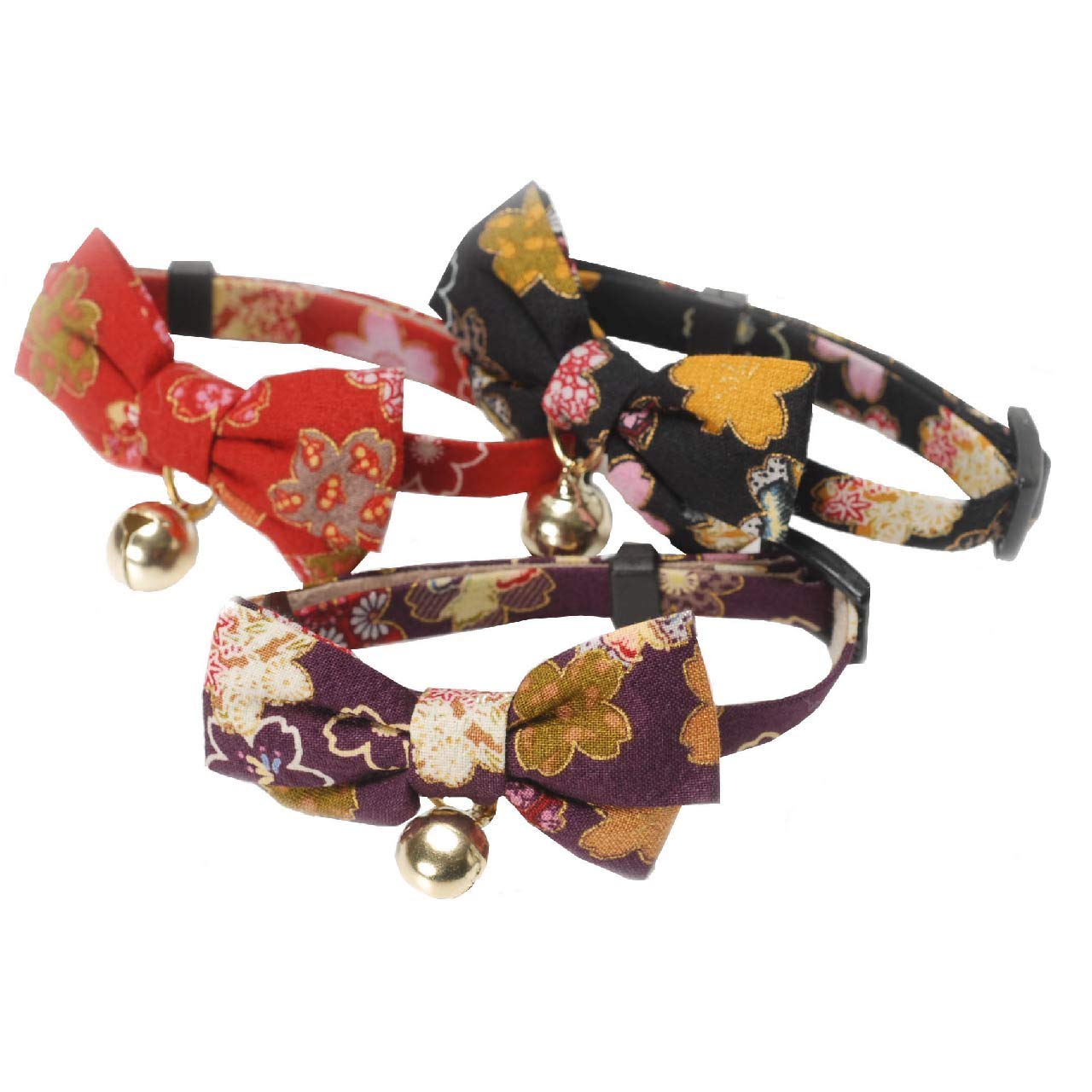 Necoichi Kimono Bow Tie Cat Collar (Black)