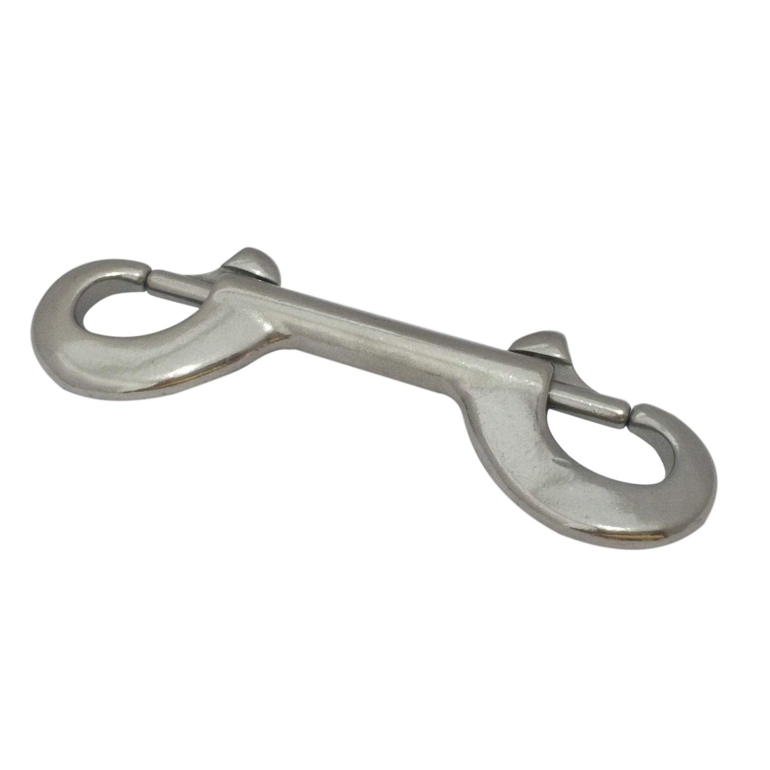Pair Of 316 Ss Marine Grade 4-1/2''(115Mm) Double Ended Bolt Snap Hook Double End Snap Trigger Chain Diving Clips For Water Bucket/Dog Leash/Pet Feed Bucket/Pet Hammock (Silver)