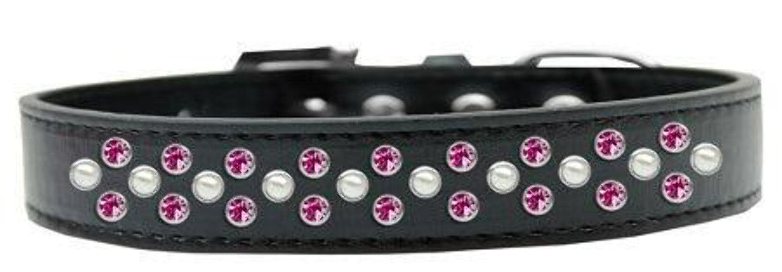 Dog, Puppy & Pet Fashion Collar, Pearl and Bright Pink Crystal Rimsets Sprinkles Bright Pink 14