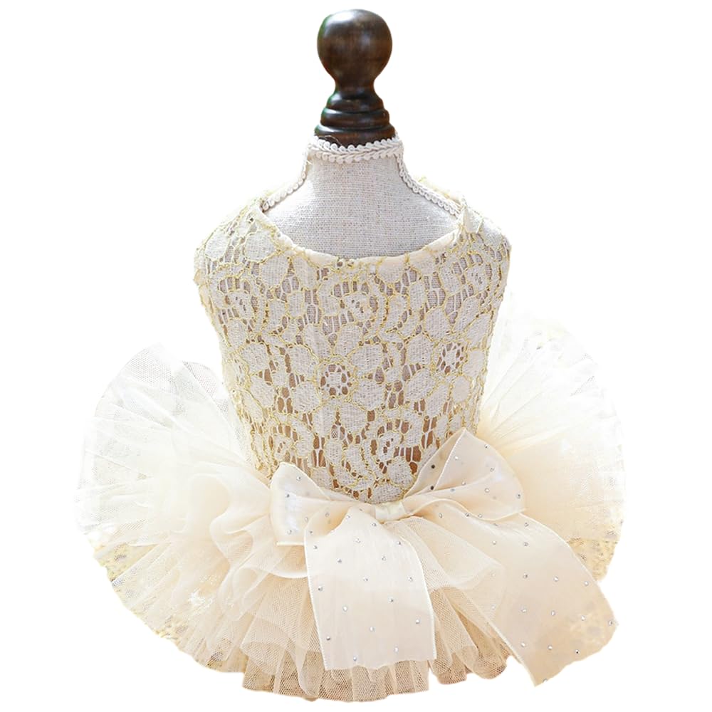 Aniac Small Dog Dresses,Girl Puppy Princess Tutu Dress With Bow Knot,Cat Outfit,Chihuahua Yorkie Clothes For Birthday Wedding (M