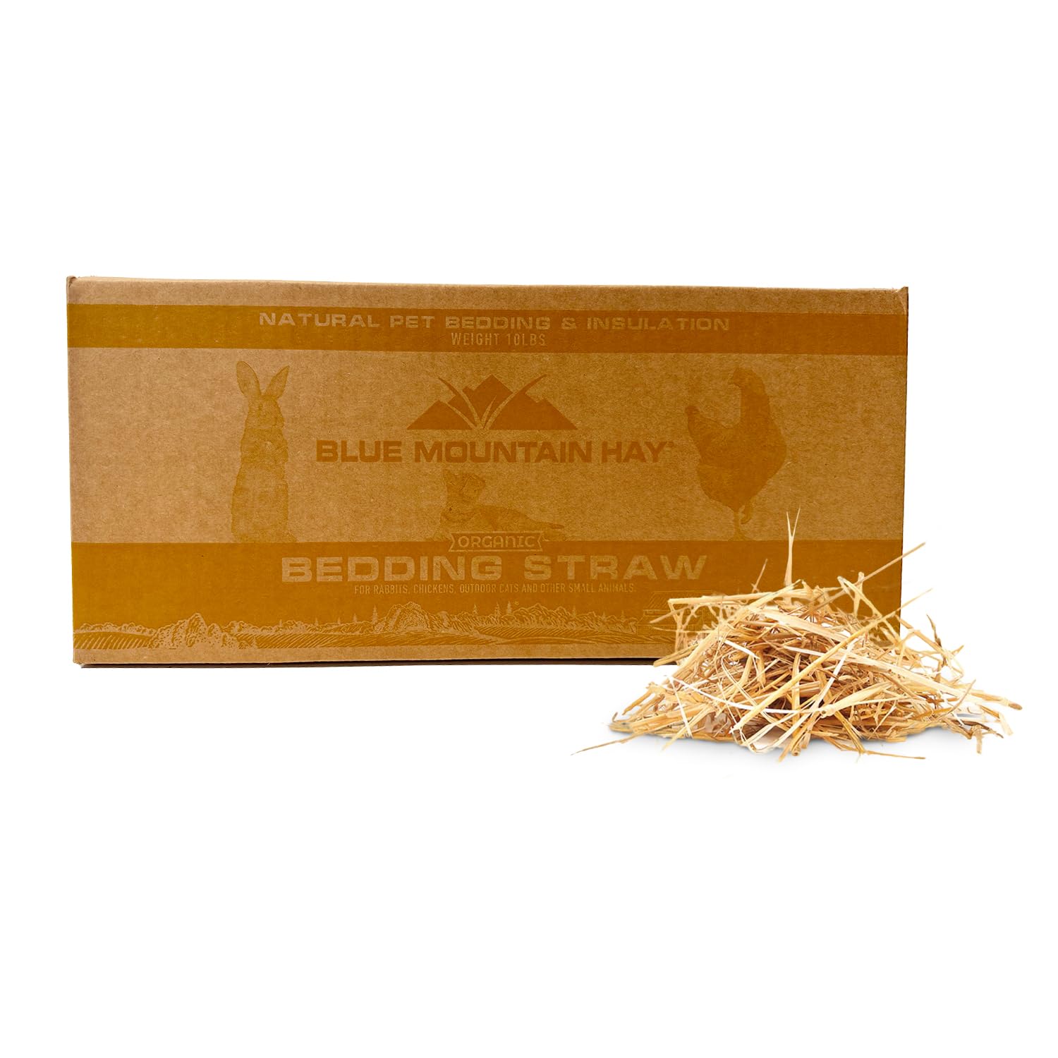Blue Mountain Hay Organic Bedding Straw (10 lb) for Guinea Pigs, Chinchillas, Rabbits, Hamsters, Chickens, Stray and Feral Cats,