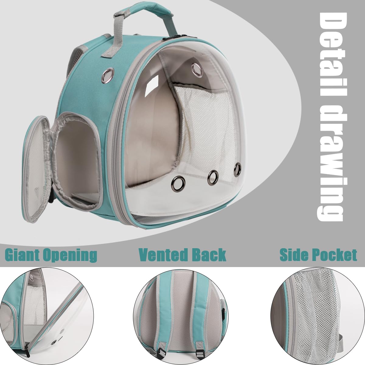Hamster Backpack Carrier, Bearded Dragon Carrier Backpack With Clear Bubble Window,Small Animal Travel Backpack For Sugar Glider