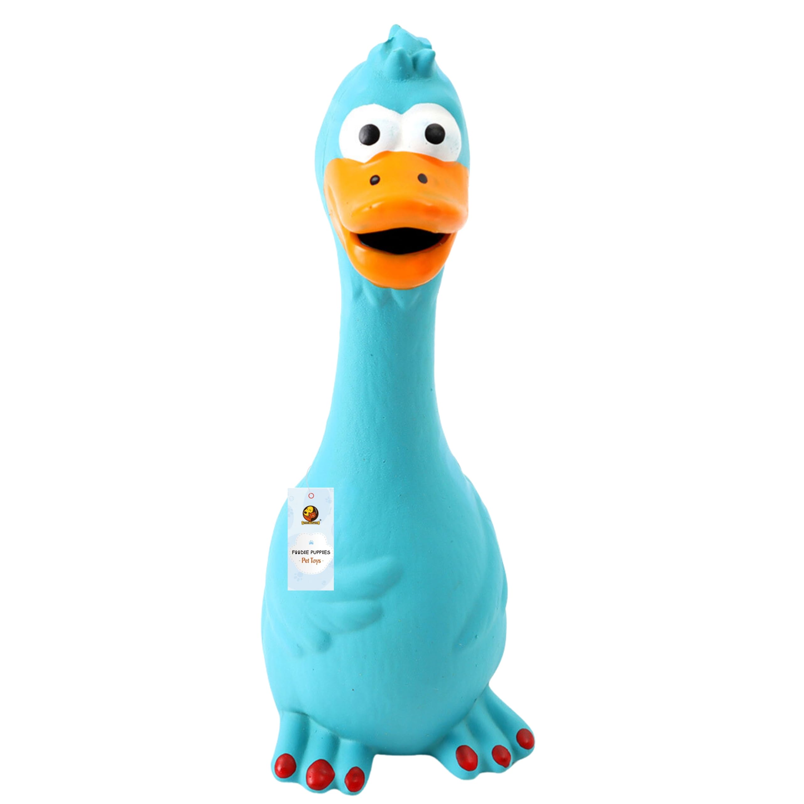Foodie Puppies Natural Latex Rubber Squeaky Dog Toy  (Blue Duck) | Small Dogs & Puppy | Durable, Animal Design, Fetch & Chew Sa