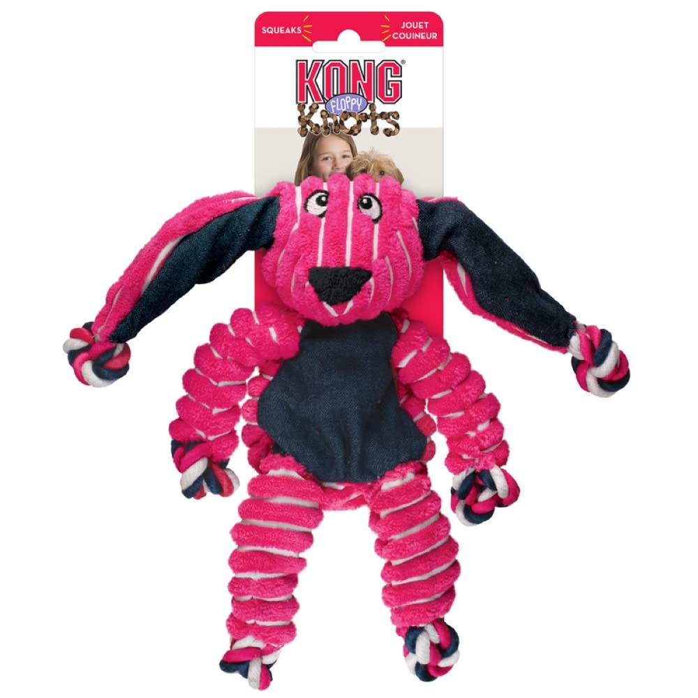 Kong Floppy Knots - Knotted Rope Dog Toy Entices Play - Tug Toy Satisfies Natural Instincts - Dog Supplies With Floppy Design & Minimal Stuffing - Bunny, For Medium/Large Dogs