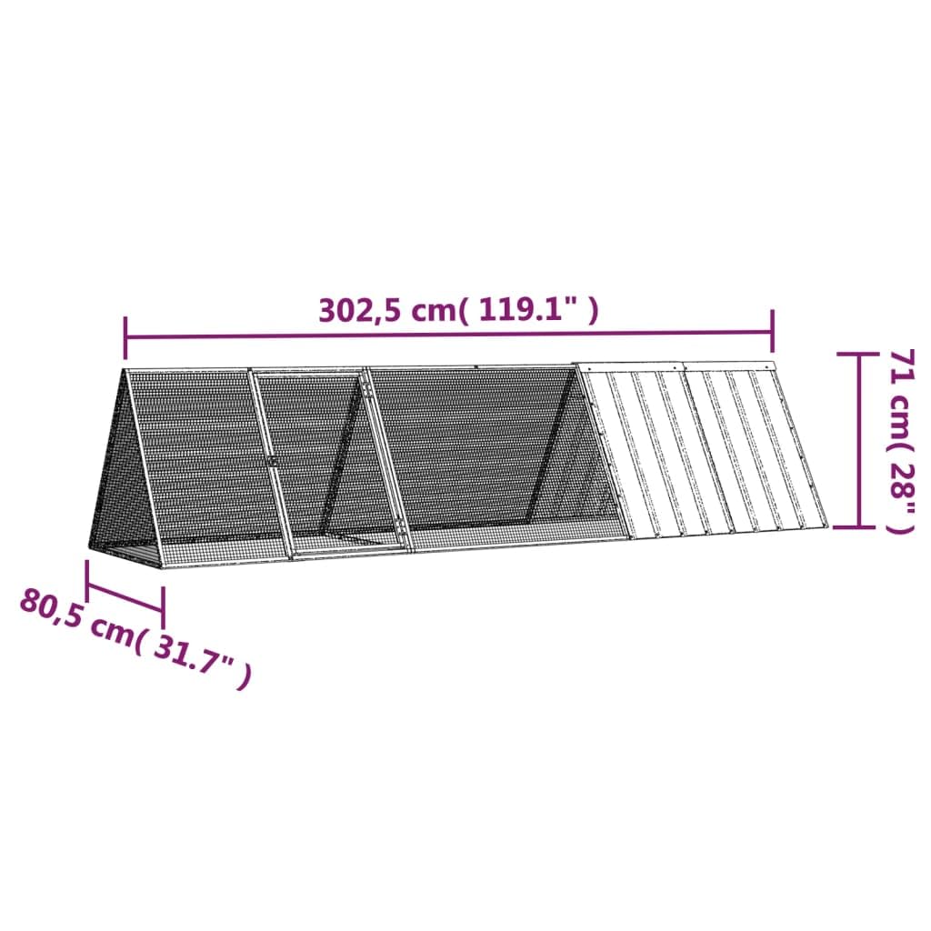 vidaXL Rabbit Cage Anthracite 119.1x31.7x28 Galvanized Steel