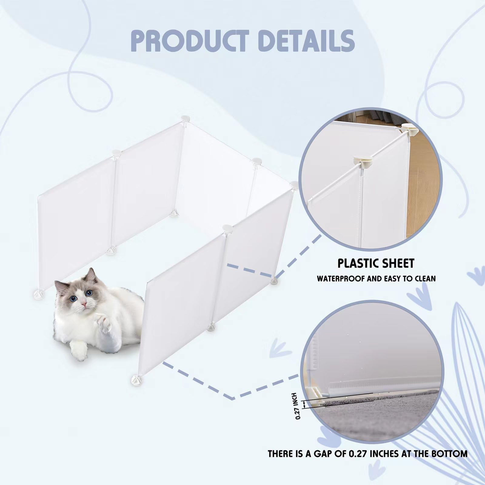 MEEXPAWS Extra Large Cat Litter Box Enclosure, White Plastic, Easy Clean, 27.9''×21.5''×17.6'', Model MP-USGLM-NM