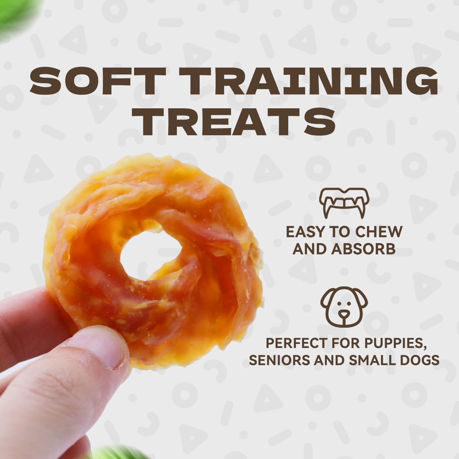 KUADELRO Chicken Rings Dog Treats, Natural Chicken Breast Jerky Rawhide-Free Soft Chews Healthy Dog Training Treats for Small Me