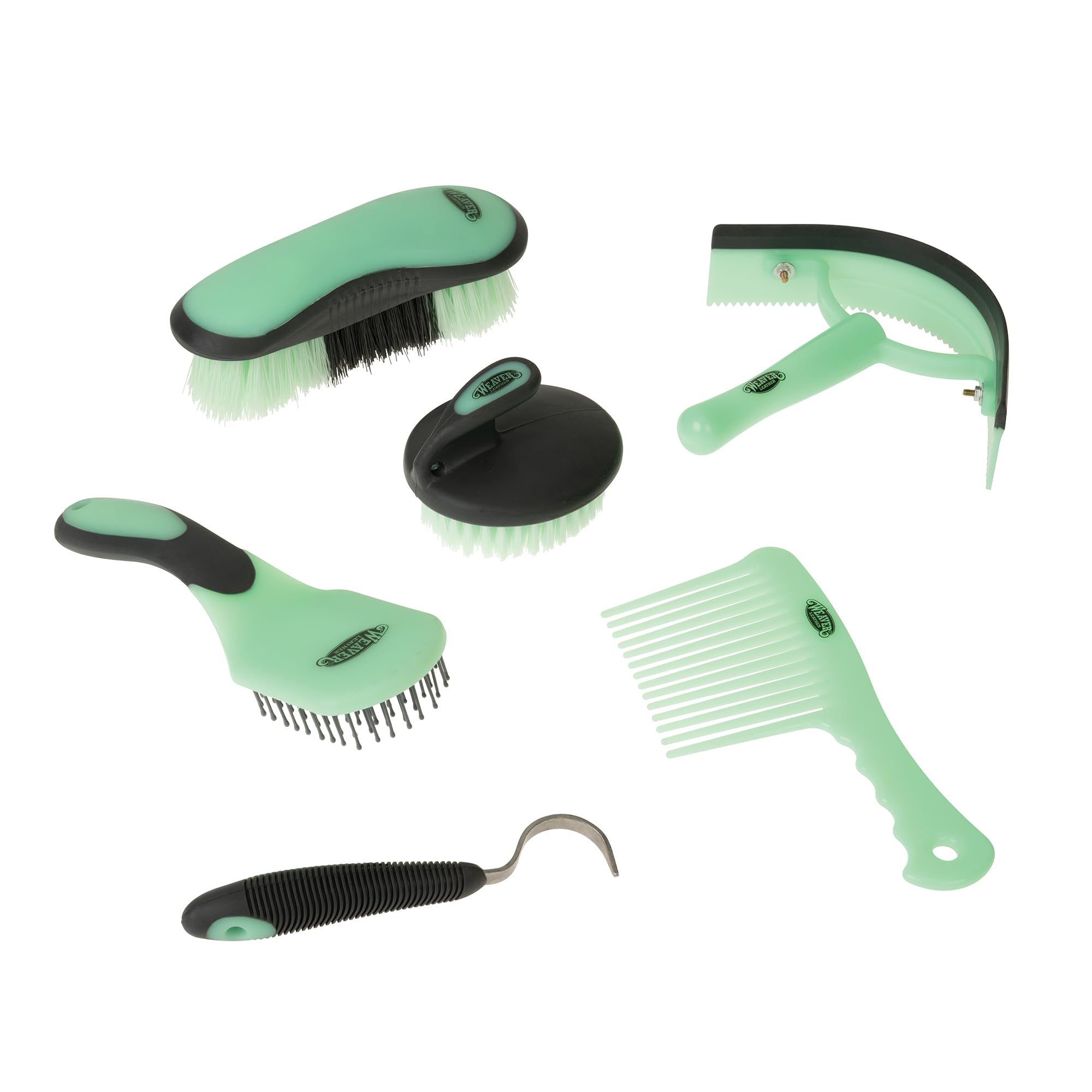 Weaver Equine 6-Piece Horse Grooming Kit, Ergonomic Gentle Horse Care Kit, Equestrian Supplies for Bathing Support, Detangling, 