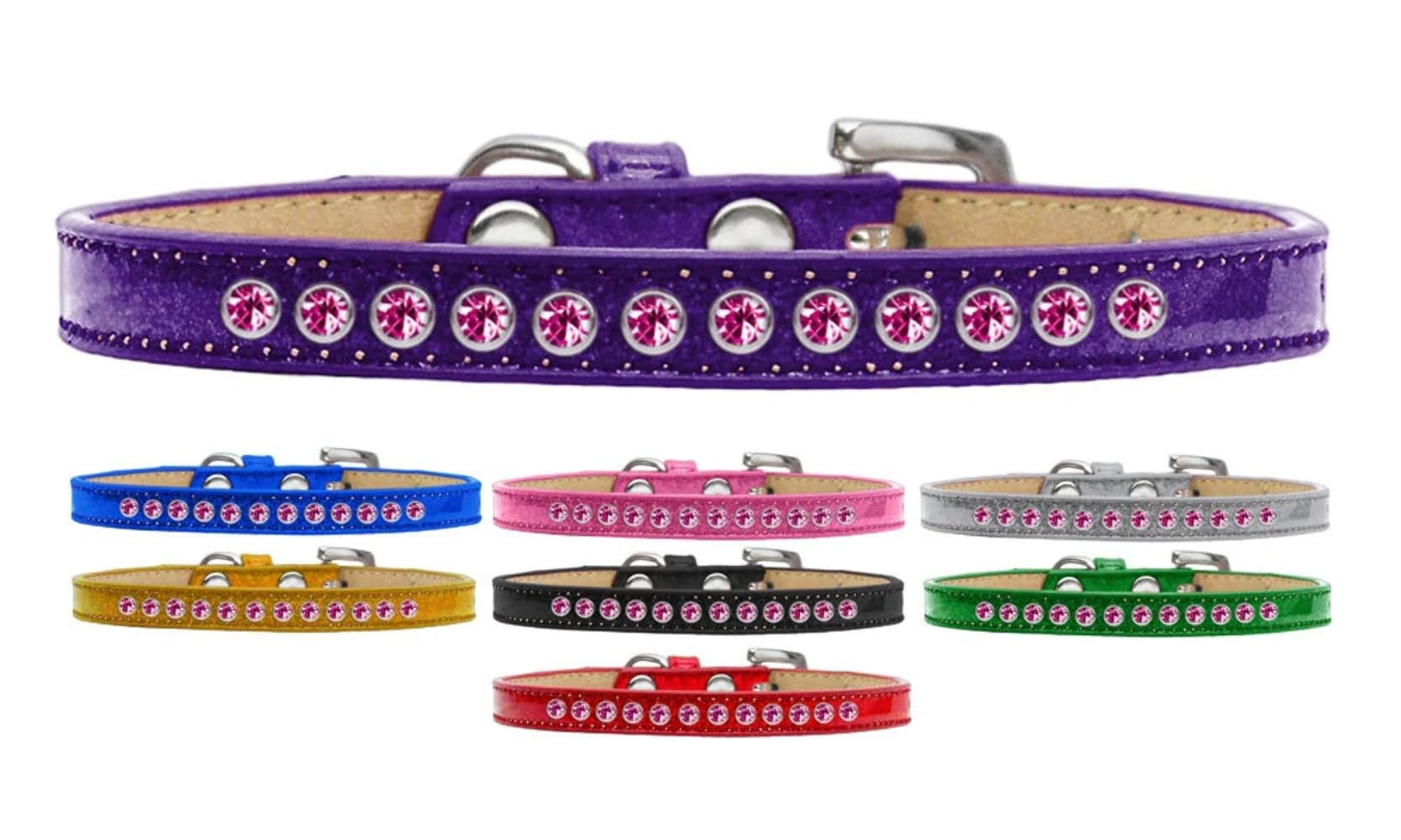 Dog, Puppy & Pet Ice Cream Collar, Bright Pink Crystal Rimsets Blue 16