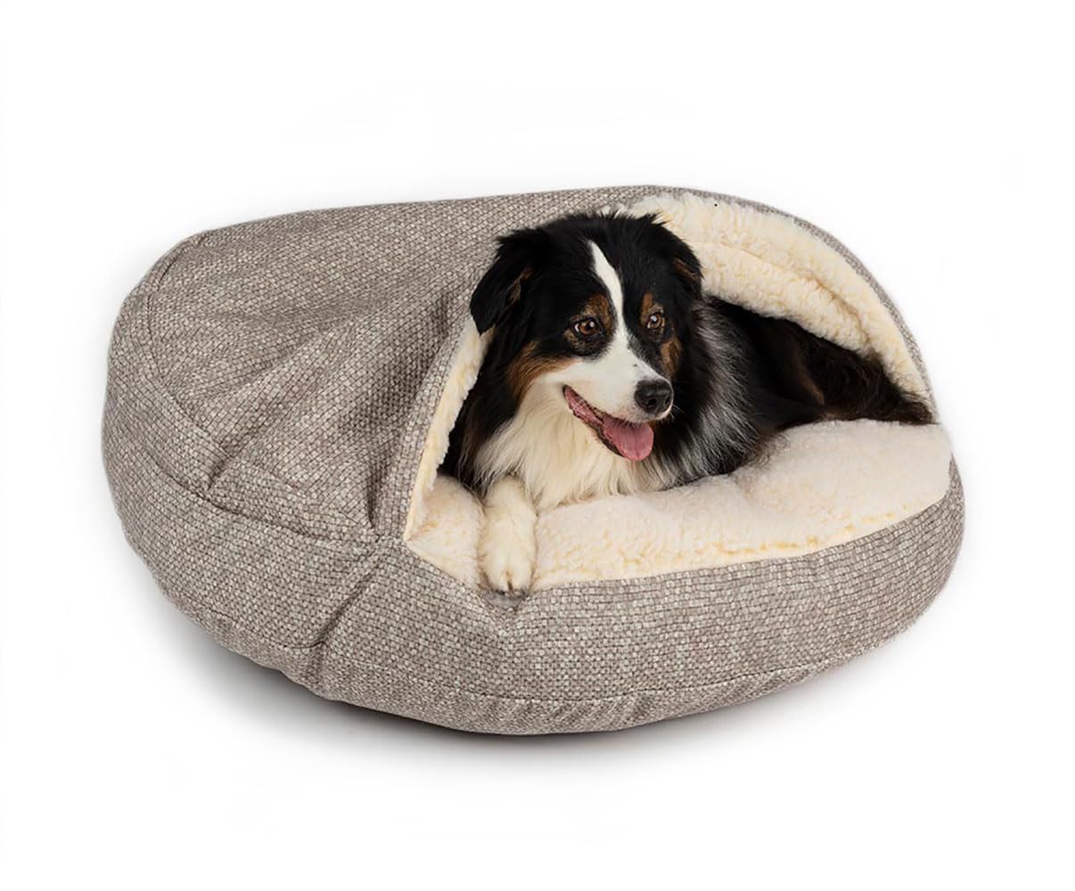 Snoozer Luxury Microsuede Cozy Cave Pet Bed, Show Dog Collection, Small, Merlin Linen