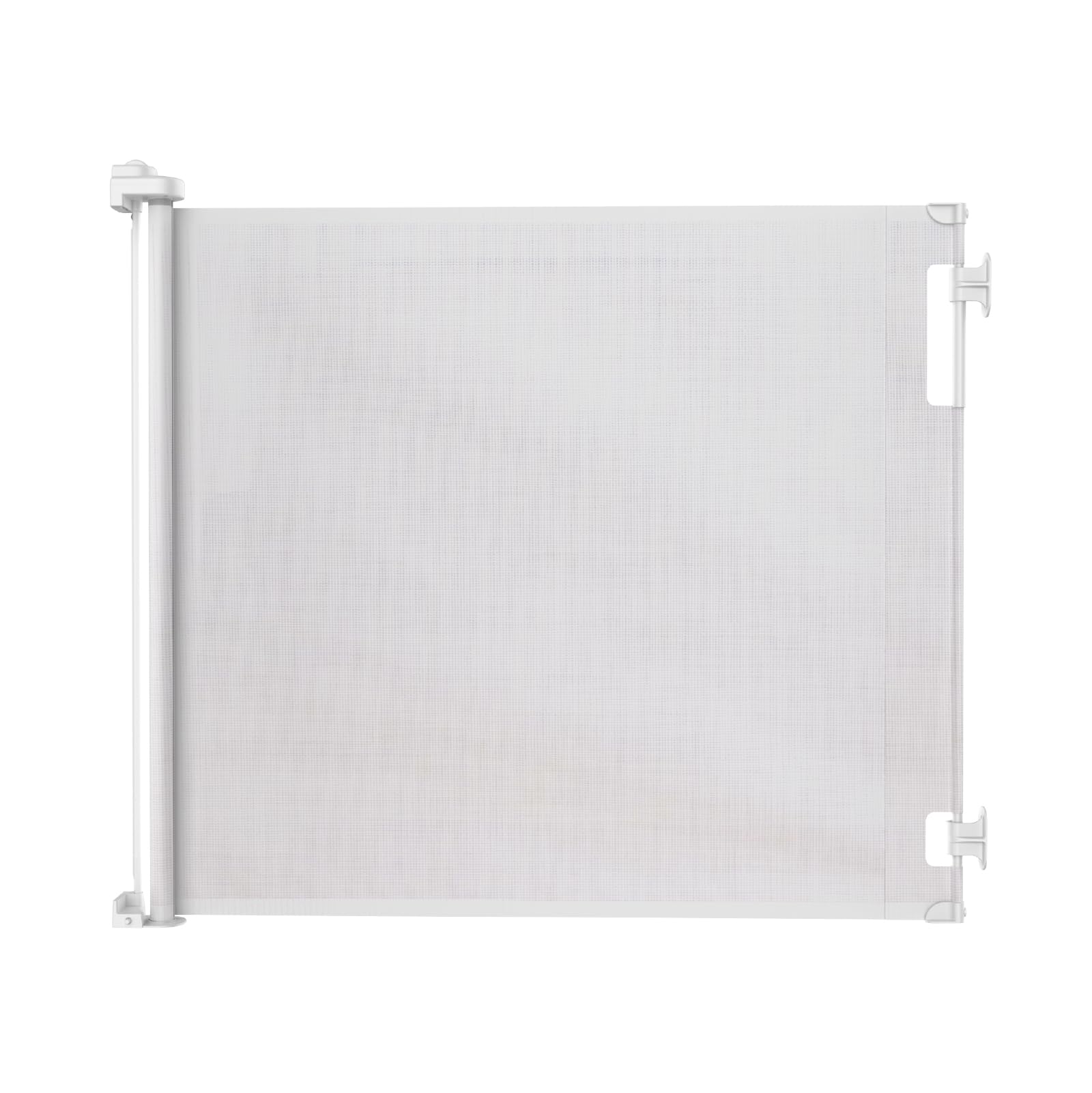Retractable Baby Gate Perma Child Safety 41' Tall X 71” Wide, Mesh, For Stairs, Doorways, Dogs, Pets, Indoor, Outdoor, One-Handed Operation, Locking, Easy Install, Hardware Mount, White