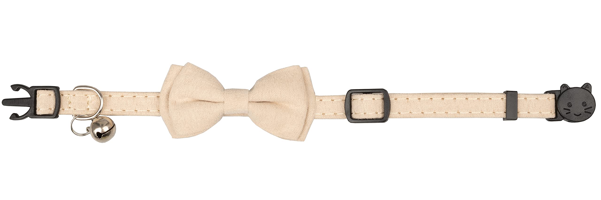 Gyapet Cat Collar With Bell Breakaway Kitten Small Puppy Safety Bow Tie Solid Wedding Basic Color [1Pc] Cream