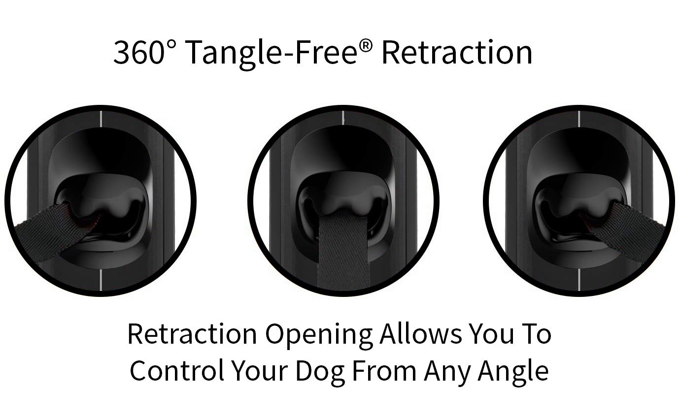 Tug 360 Tangle-Free Retractable Dog Leash With Anti-Slip Handle | 16 Ft Strong Nylon Tape | One-Handed Brake, Pause, Lock (Large