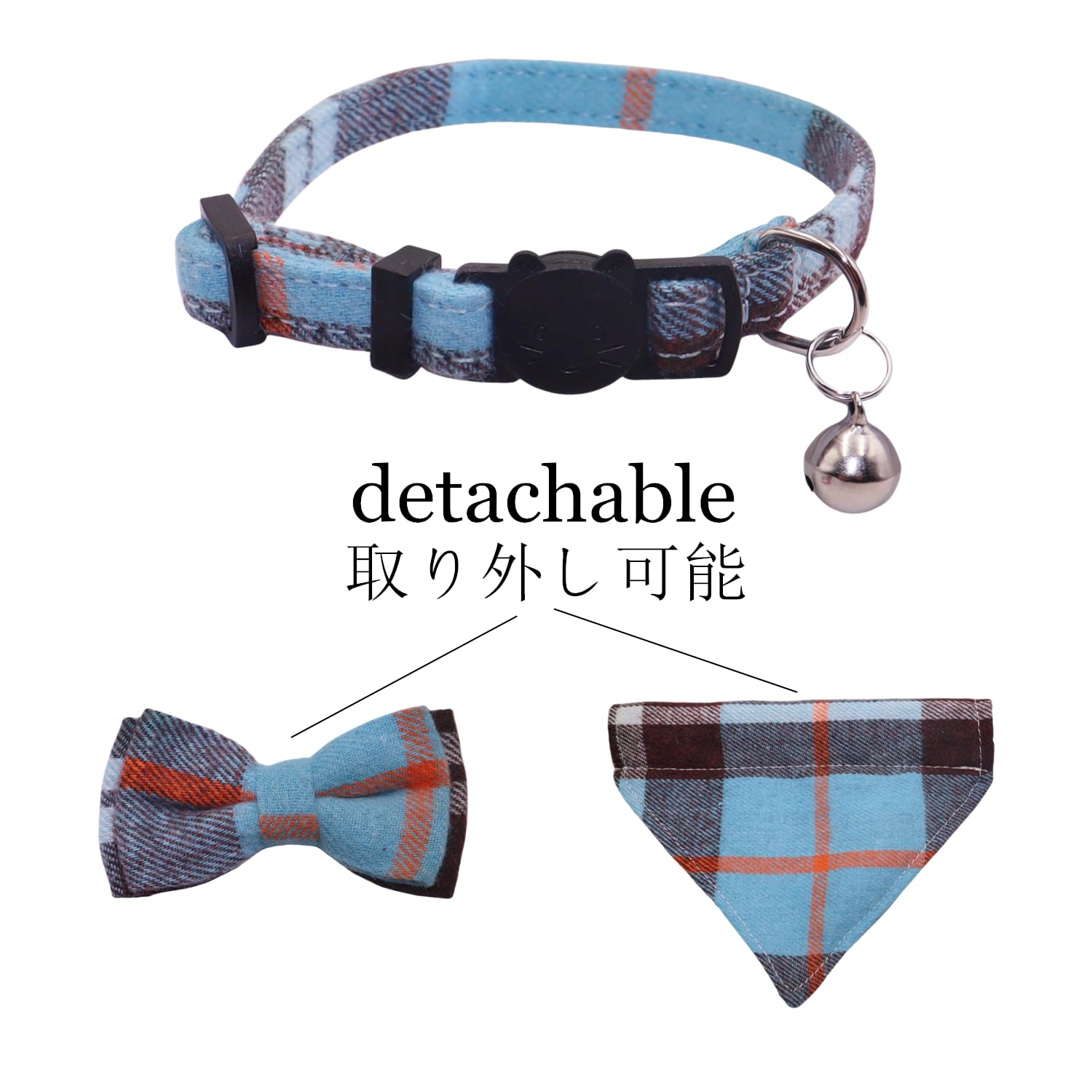 Wdpaws Cat Collars Breakaway With Bow Tie And Bandana, 2 Pack Red Blue Plaid Holidays Kitten Collar With Bell, Removable Bowtie