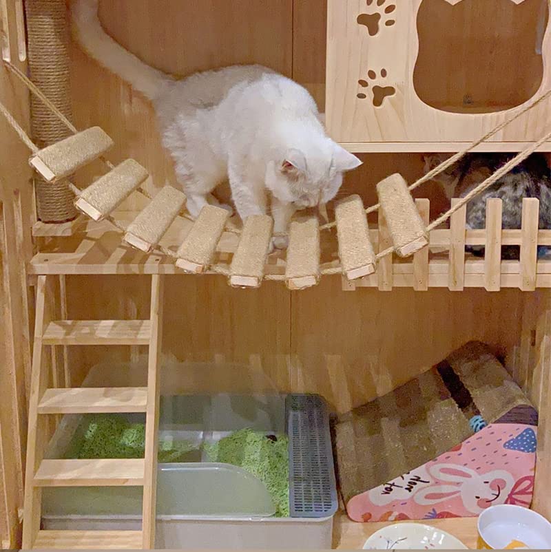 Agricue Cat Bridge Cat Climbing Frame Bridge Use For Cat Cage Sisal Rope Cat Ladder Pet Furniture Cat Step Scratcher Post Kitten Toys Cat Tree Tower