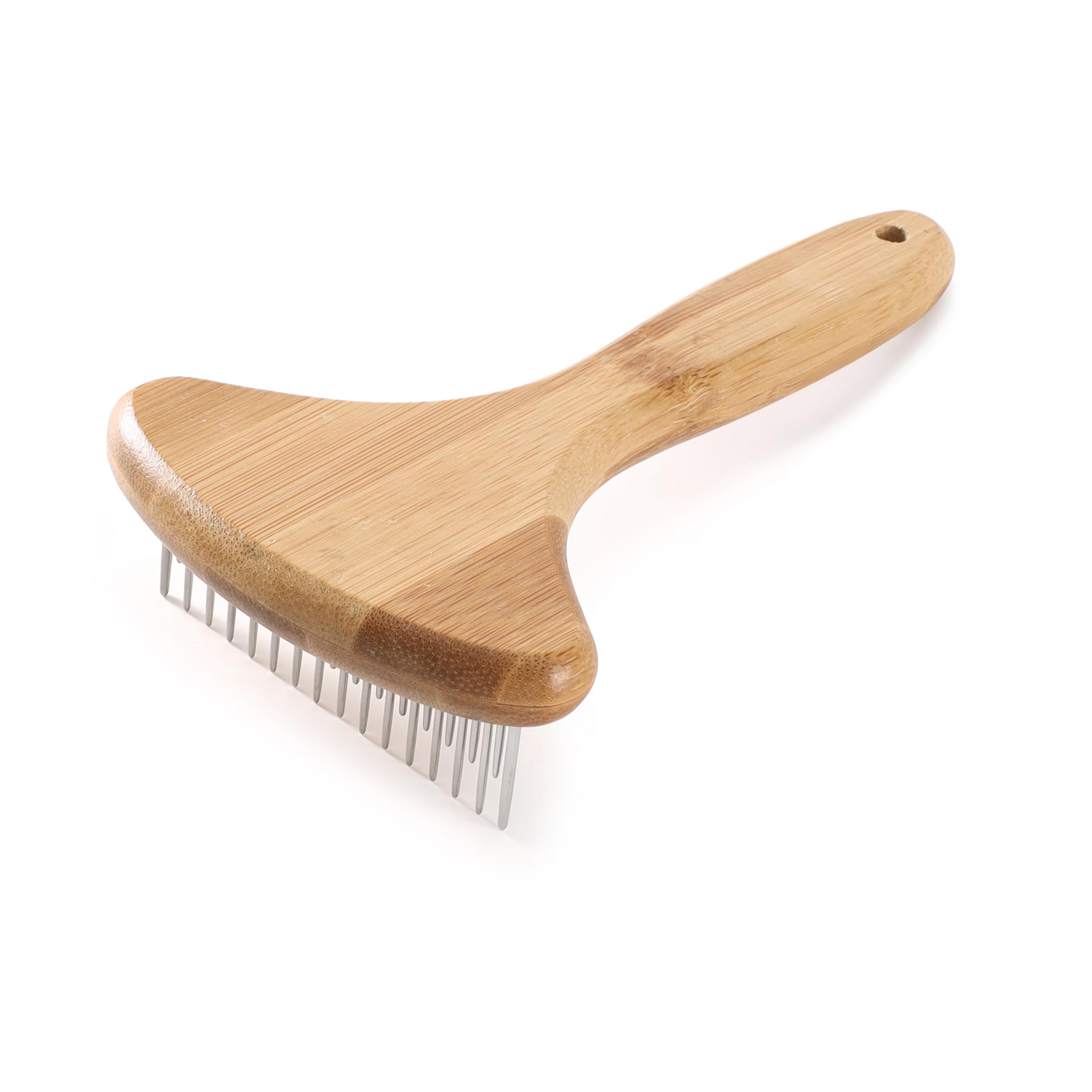 Vimfashi Dog Undercoat Rake For Shedding Cat Grooming Rake With Anti-Slip Wooden Handle Dematting Undercoat Brush For Long Hair