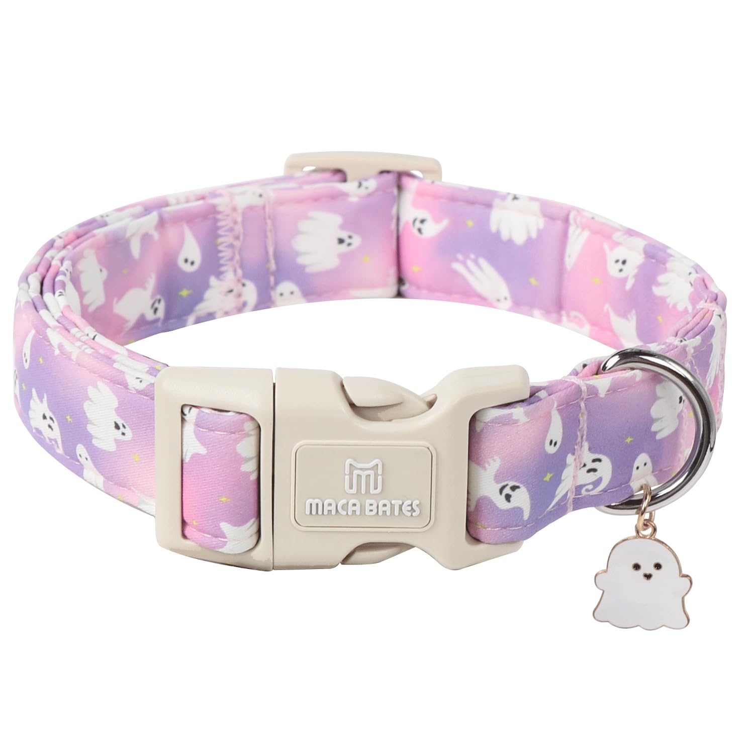 Maca Bates Halloween Dog Collar Spooky Ghost Dogs Collars Purple Pink Puppy Colar Durable Soft Adjustable Birthday Gift For Xs S