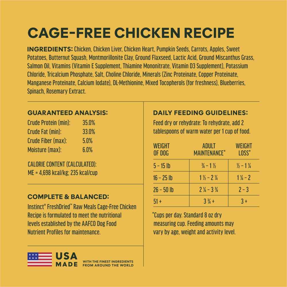 Instinct Freeze Dried Raw Meals, Natural Dry Dog Food, Grain Free - Cage Free Chicken, 14 oz. Bag