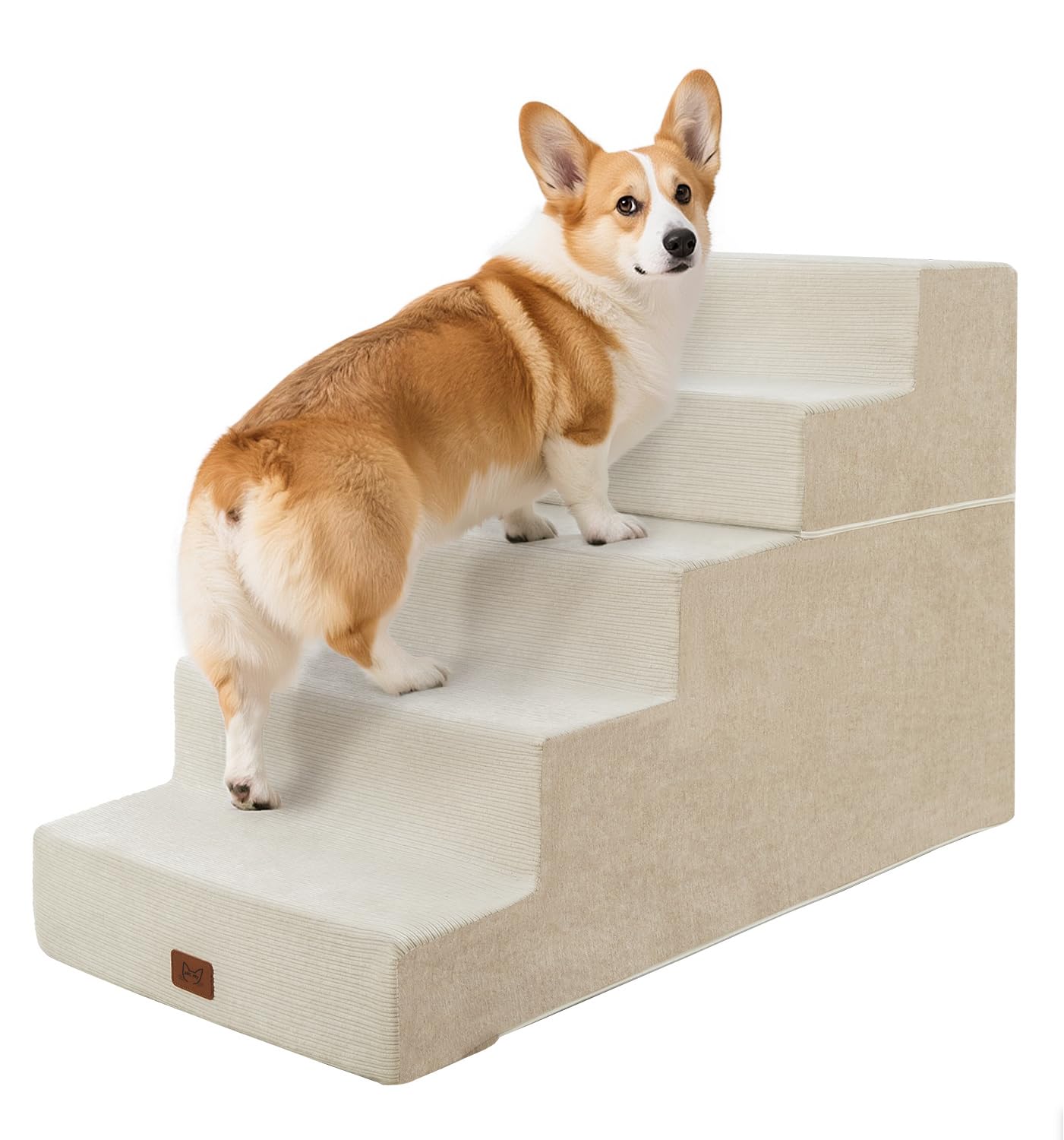 ABCPET Dog Stairs for Bed, Dog Steps for Bed Couch Sofa, 35D Foam Pet Steps for Small Dogs and Cats, Extra Wide Pet Stairs with 