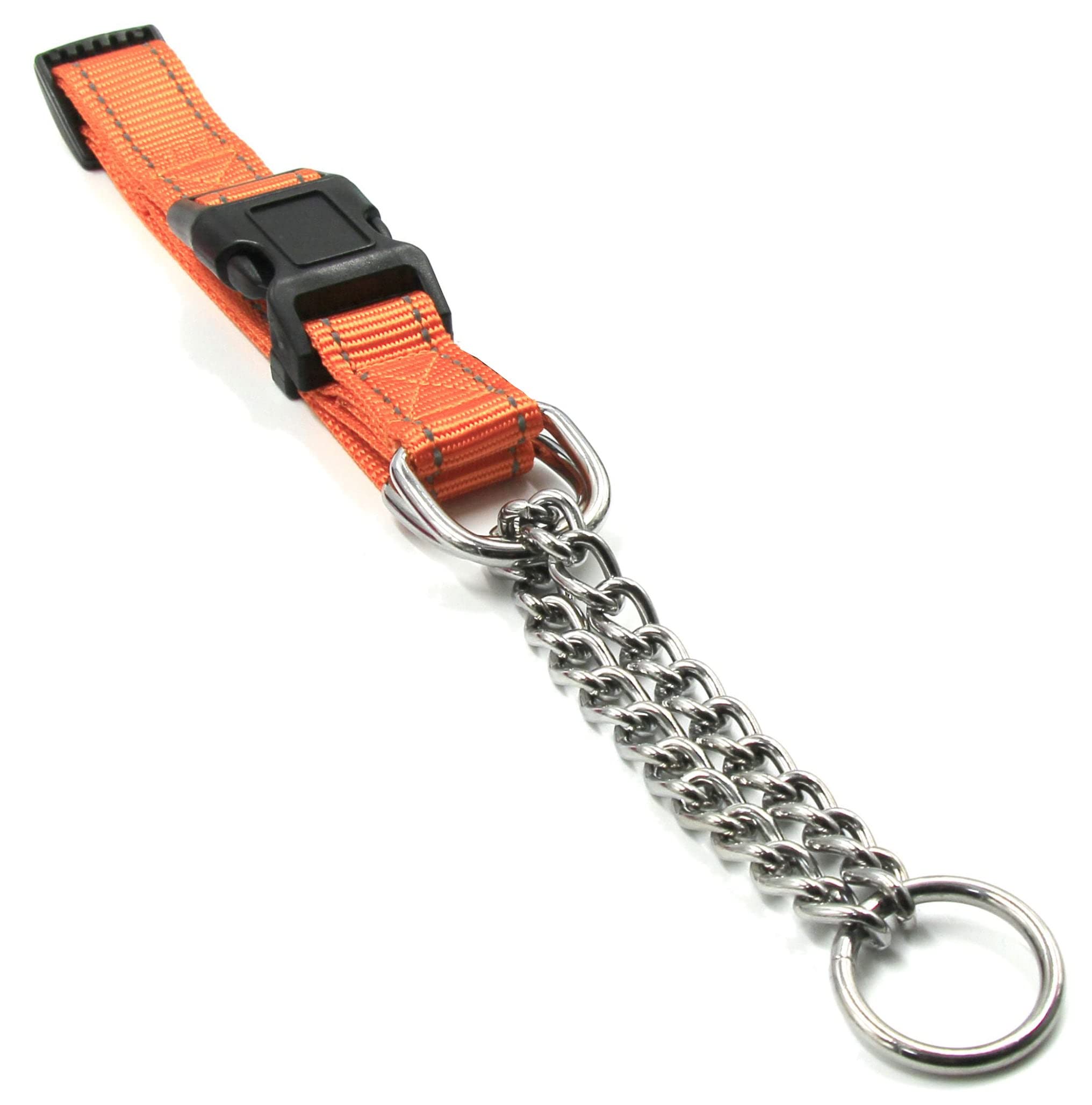 Pet Life Tutor-Sheild Martingale Safety and Training Chain Dog Collar, SM, Orange