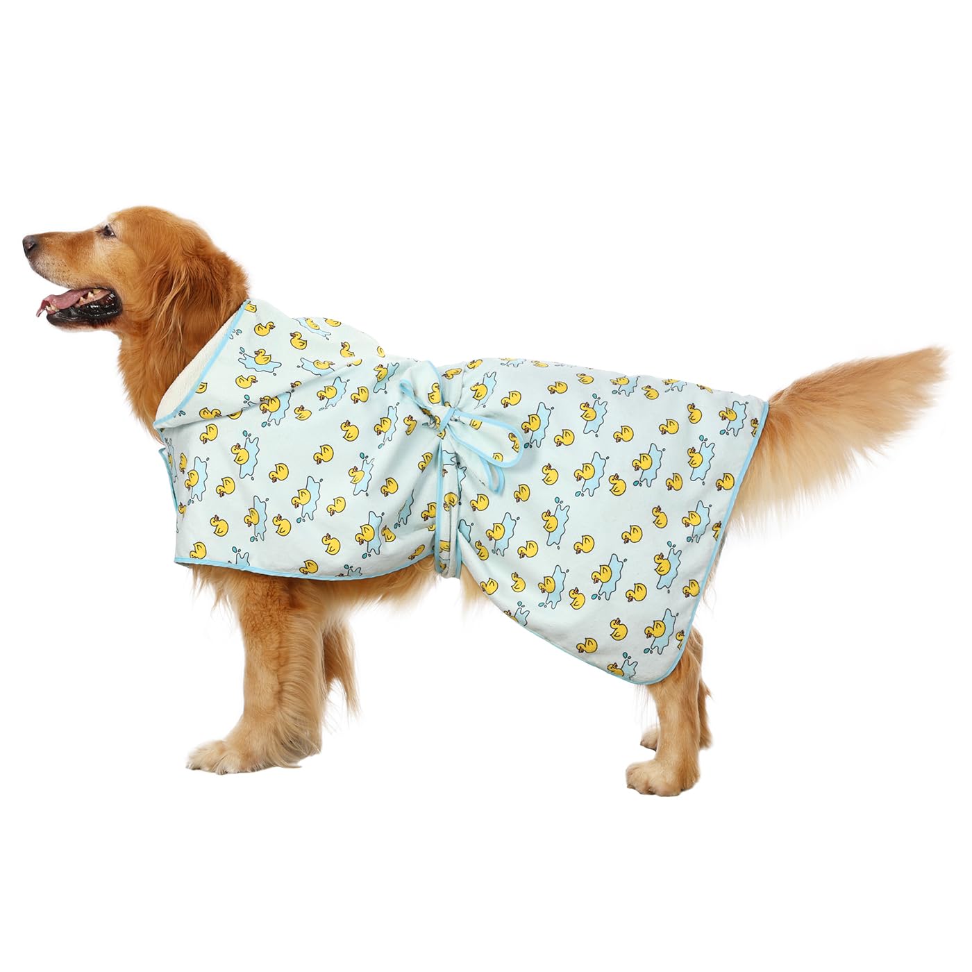 Hde Dog Bathrobe Super Absorbent Quick Drying Towel With Hood For All Dog Breeds Sizes S-Xxl - Rubber Duck Puddles - Xl